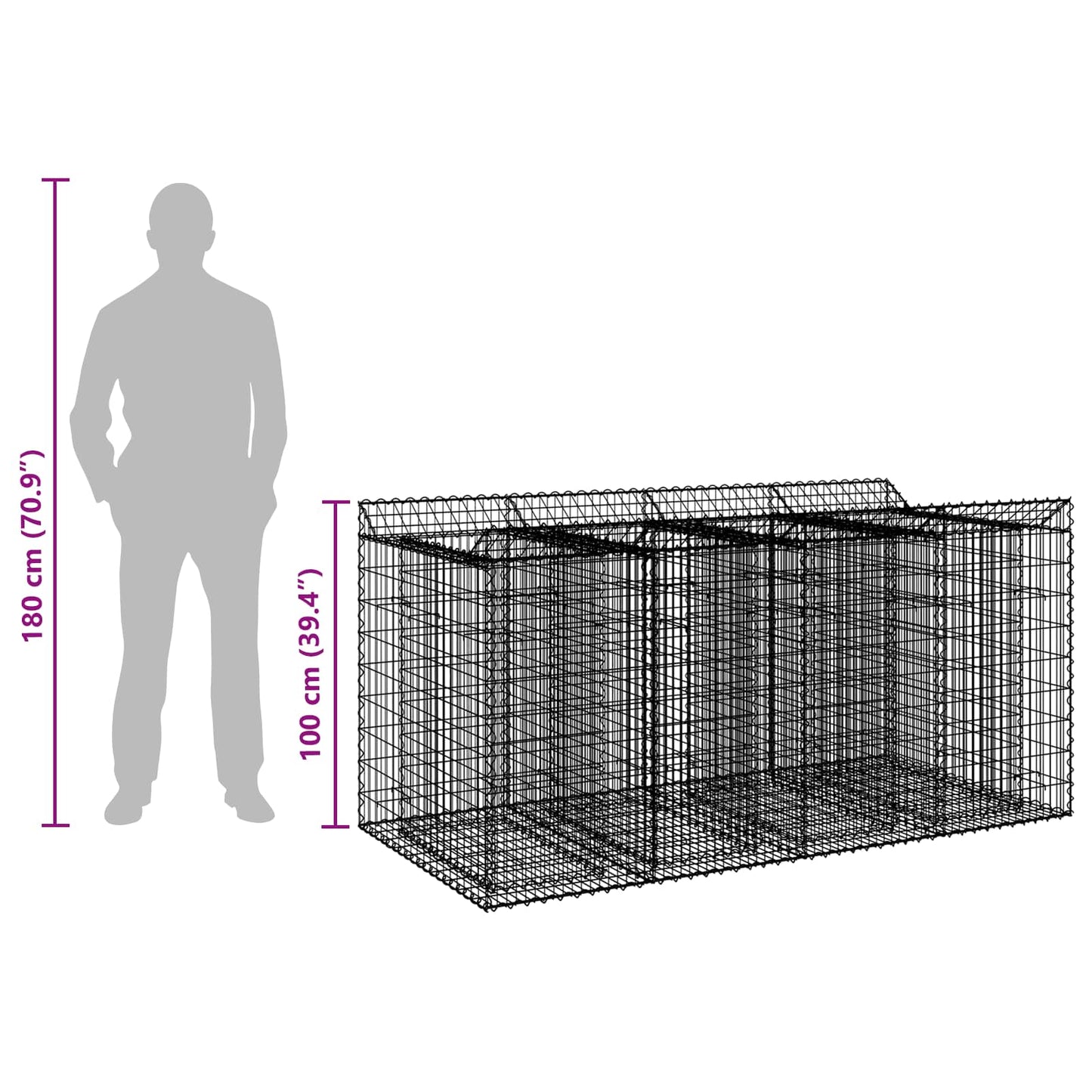 Gabion Raised Bed 2 pcs Silver