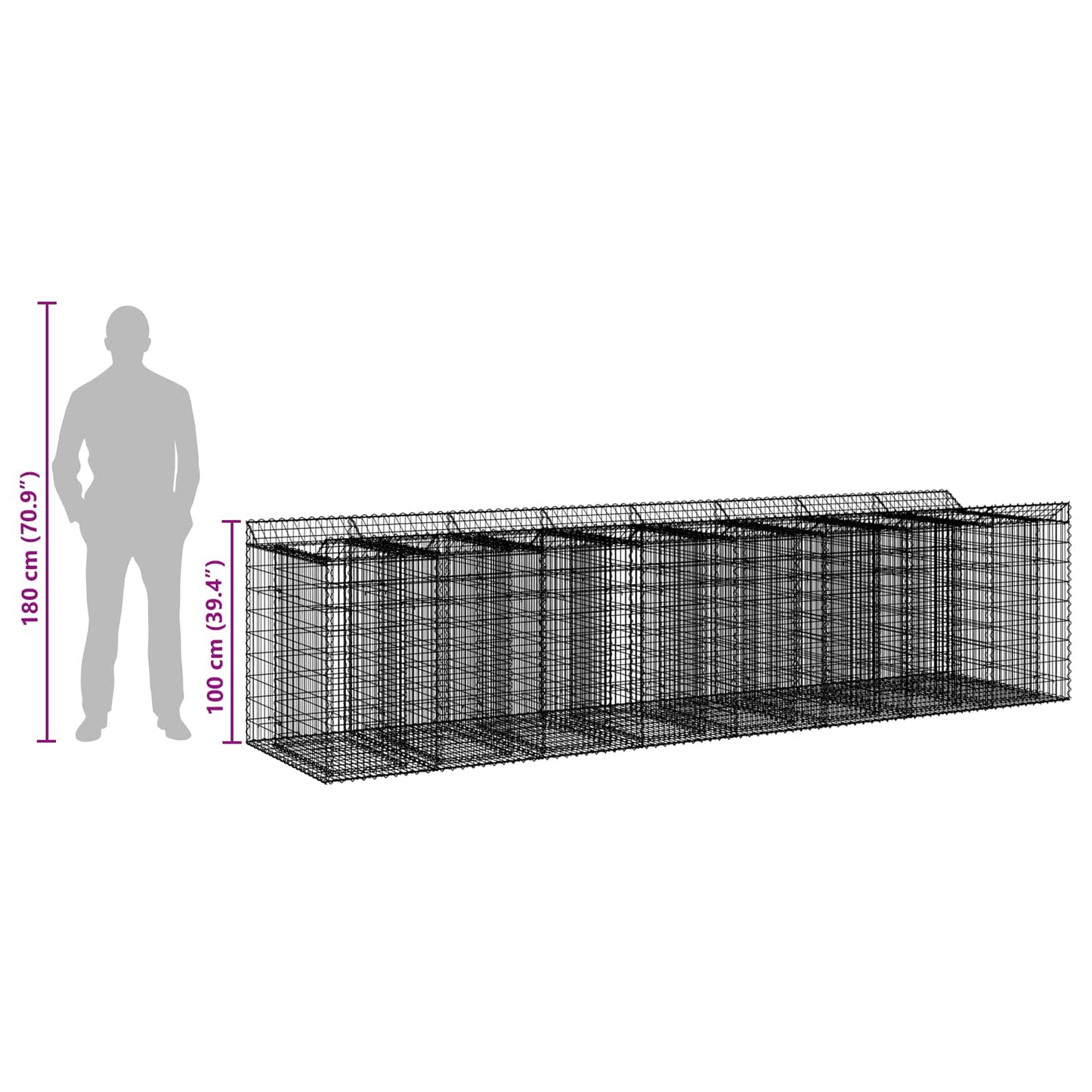 Gabion Raised Bed 4 pcs Silver
