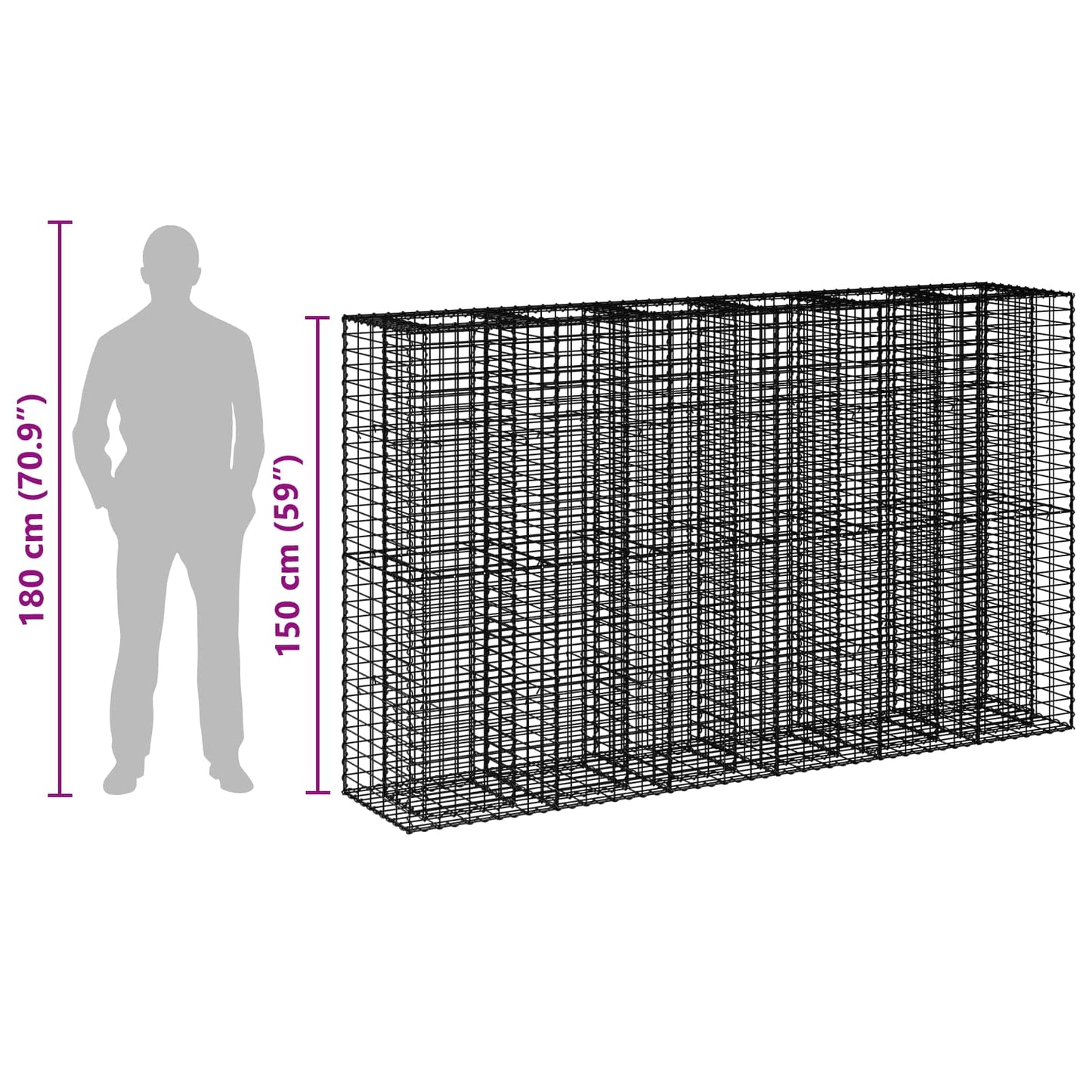 Gabion Raised Bed 3 pcs Silver 250 x 50 x 150 cm