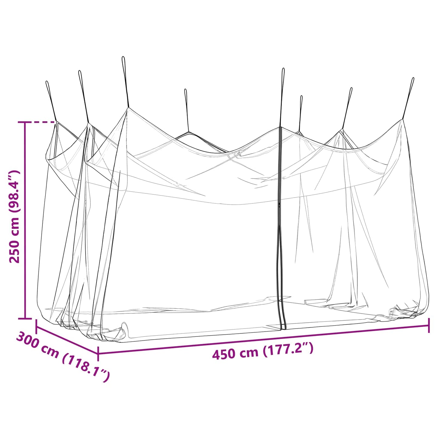 Garden Mosquito Net 156 Mesh Black 3 x 4.5 x 2.5 m Polyester