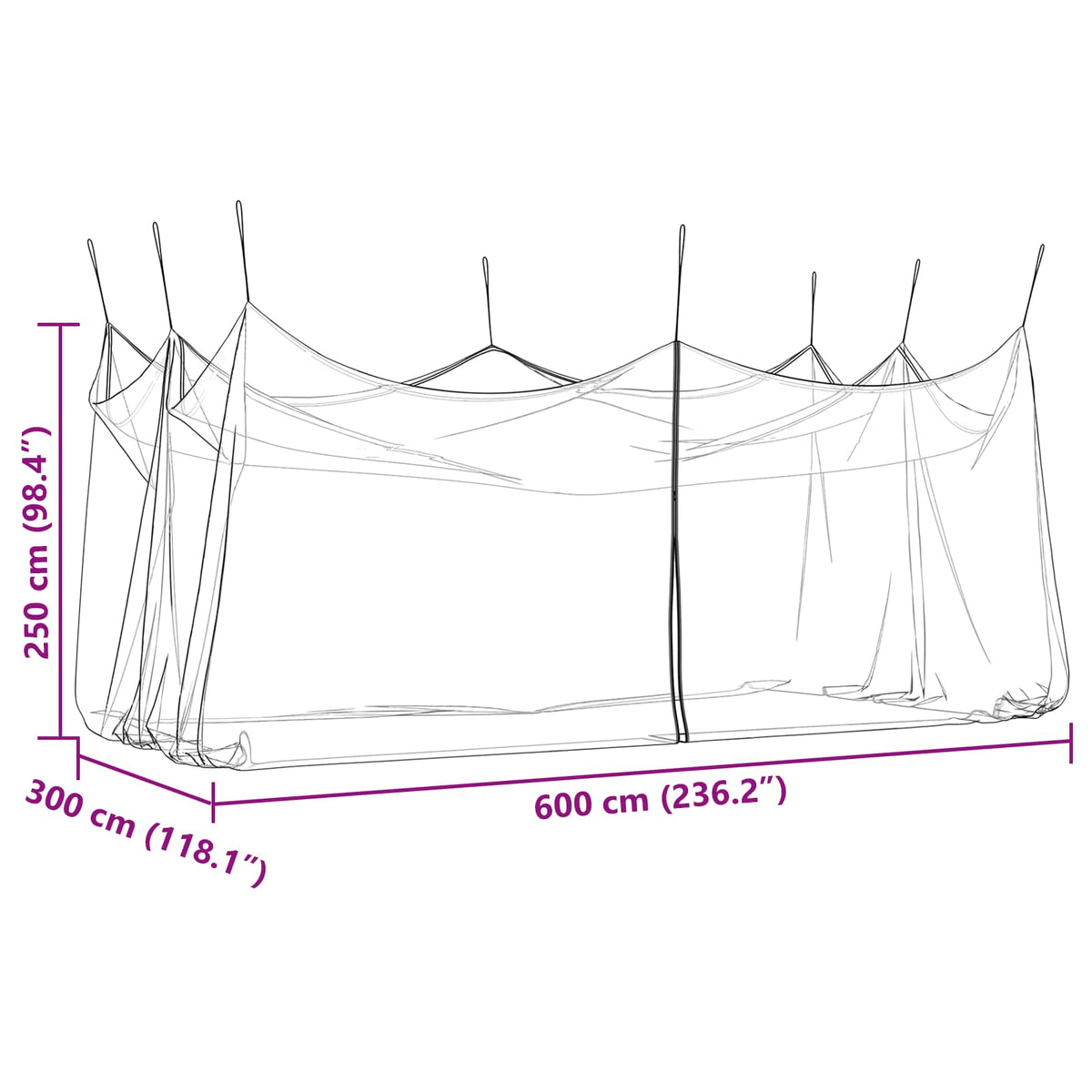 Garden Mosquito Net 220 mesh White 3 x 6 x 2.5 m Polyester