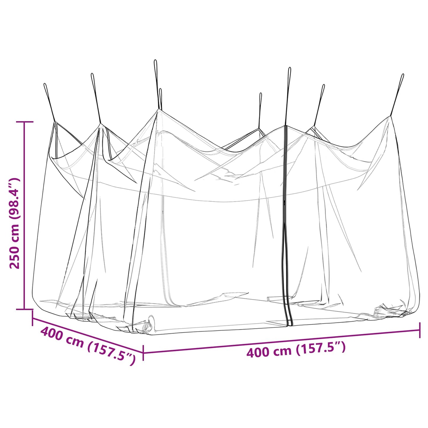 Garden Mosquito Net 156 Mesh White 4 x 4 x 2.5 m Polyester