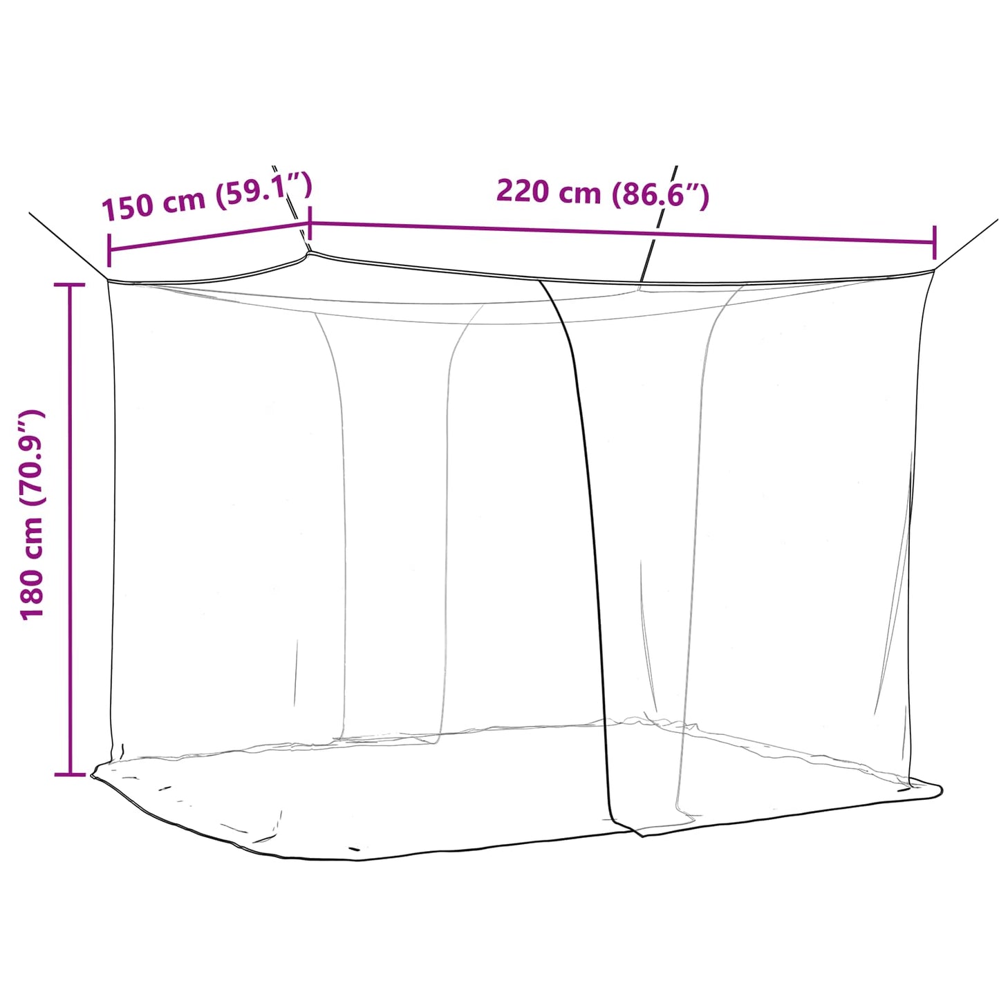 Mosquito Net for Bed 156 Mesh 3 pcs White Polyester