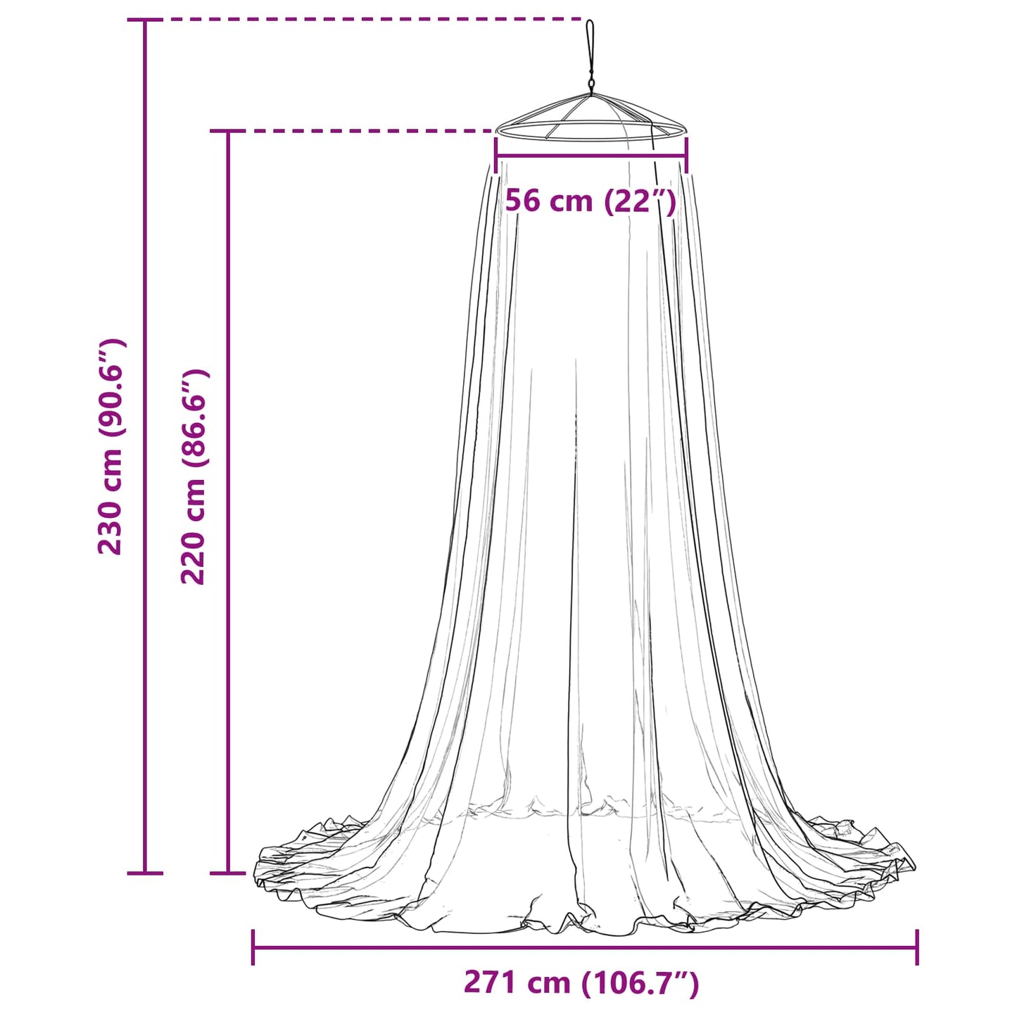 Mosquito Net for Bed 3 pcs 156 mesh Black Ø 56 x 220 cm