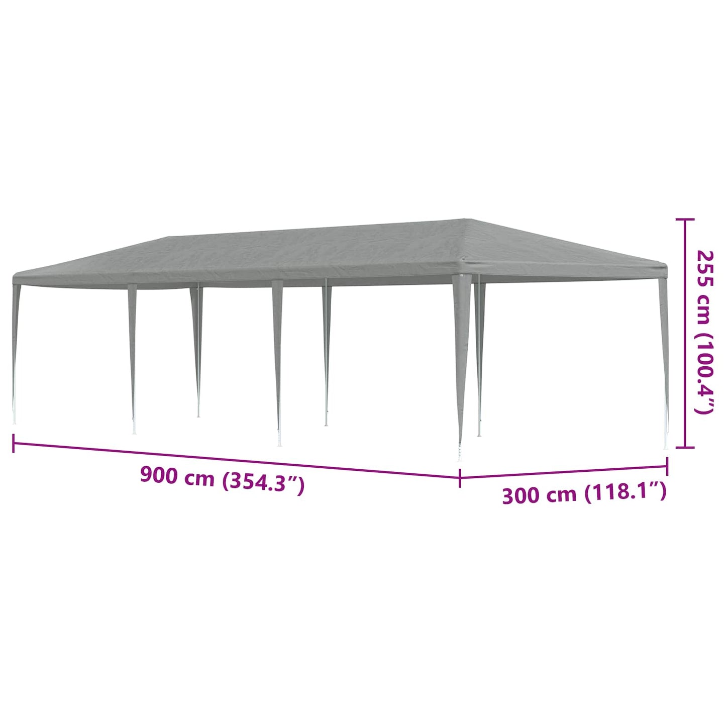 Party Tent Light Grey 900 x 300 x 255 cm PE and Steel
