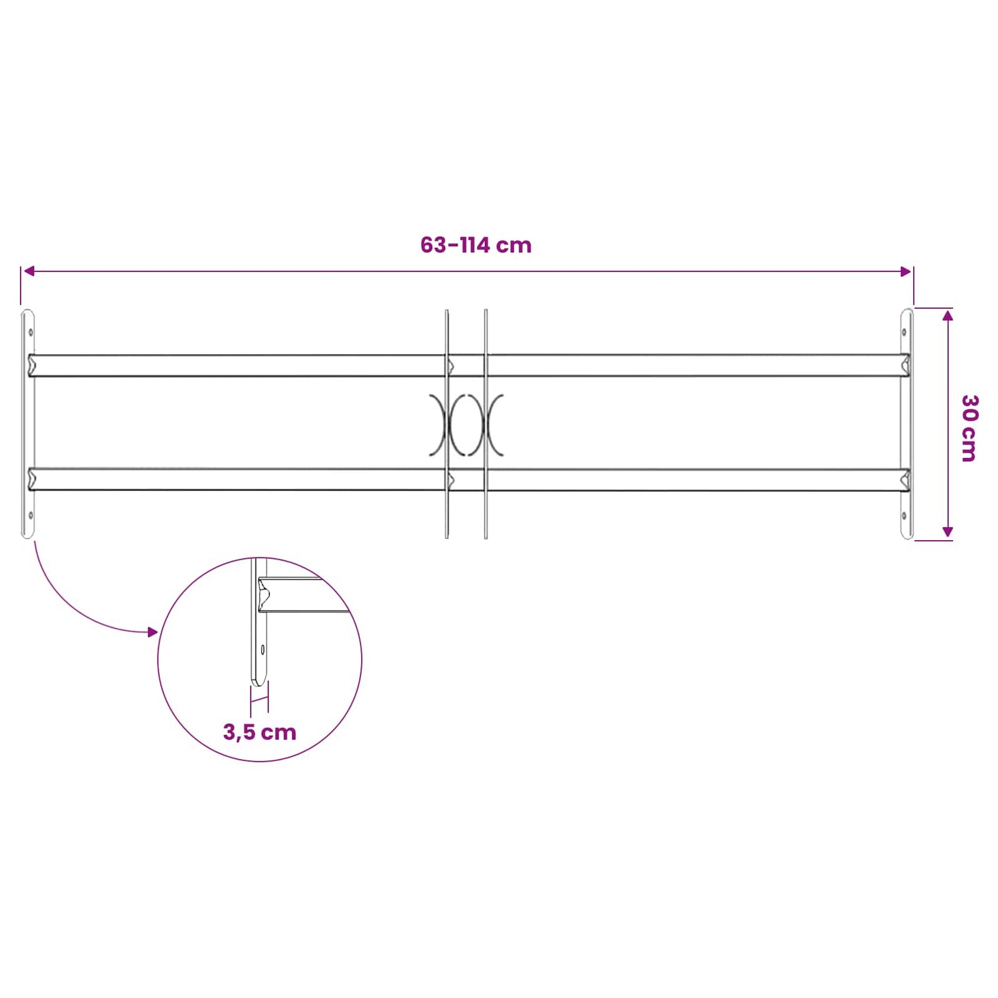 Security Grille for Windows with 2 Crossbars 3 pcs 630-1140 mm