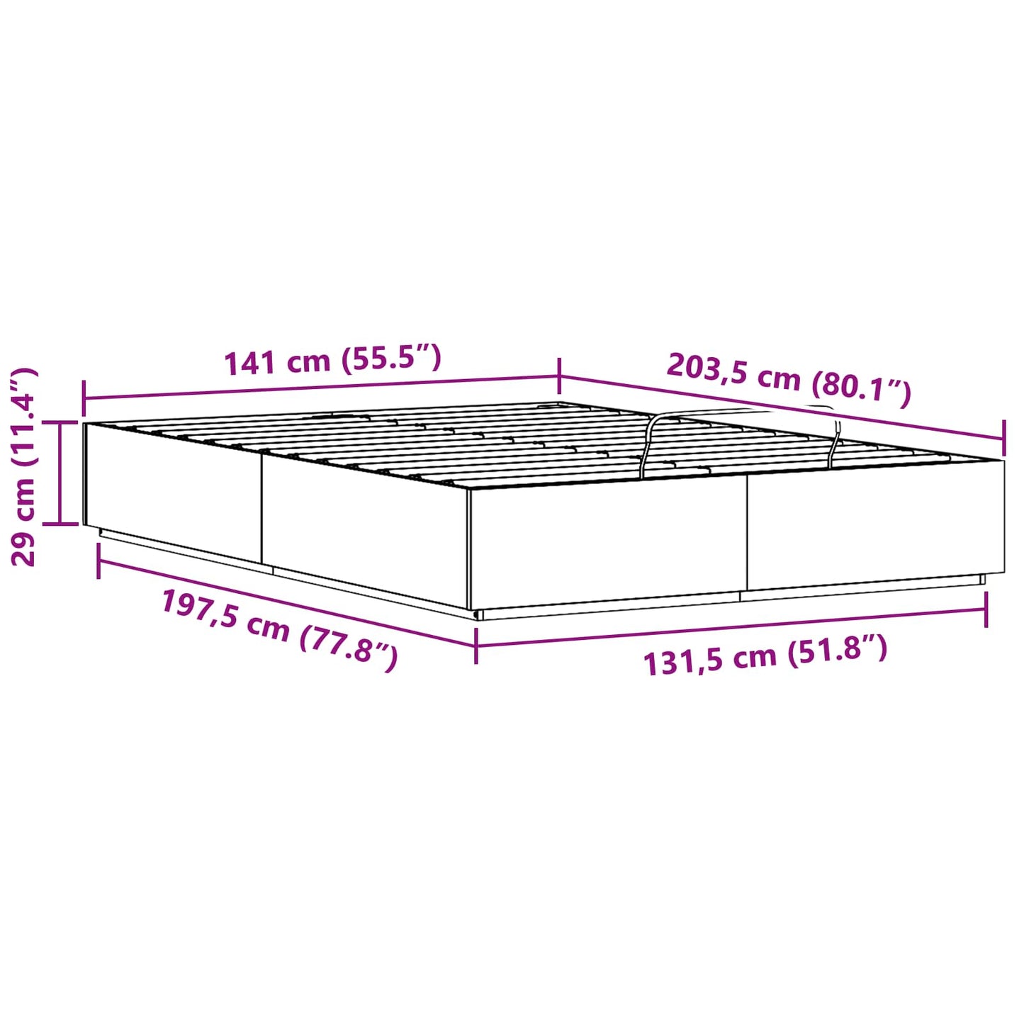 Ottoman Bed Frame Wax Brown 140 x 200 cm Solid Pine Wood