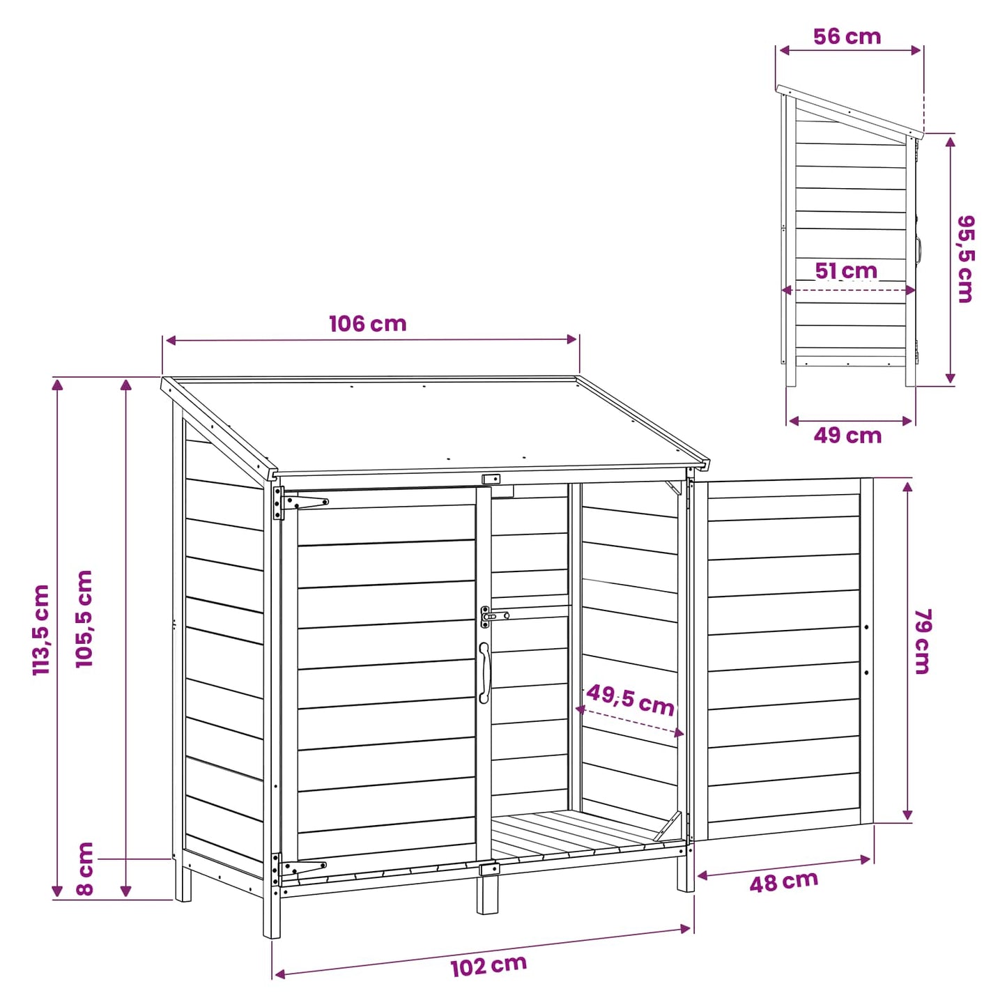 Garden Shed Natural 106.5 x 56 x 113.5 cm Engineered Wood