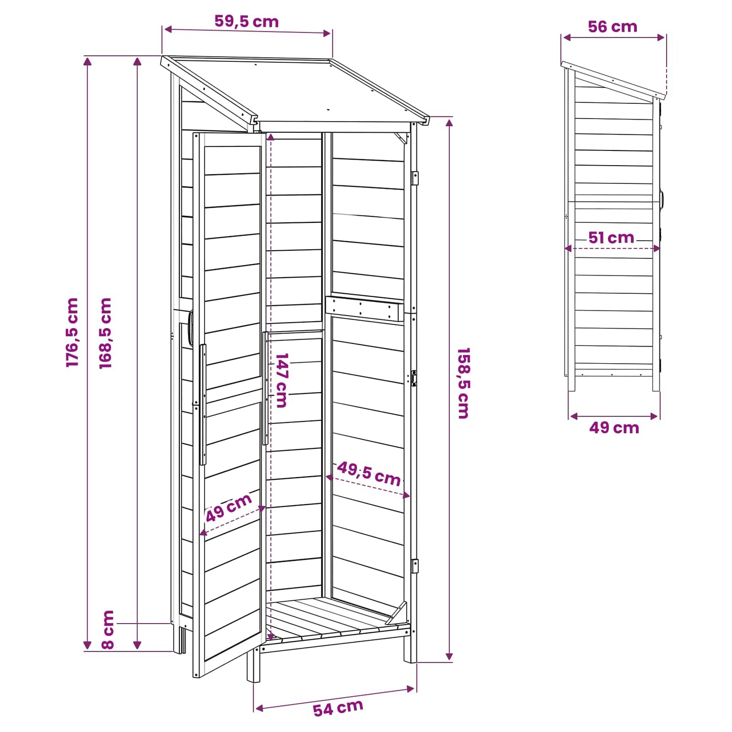 Garden Shed Brown 59.5 x 56 x 176.5 cm Engineered Wood