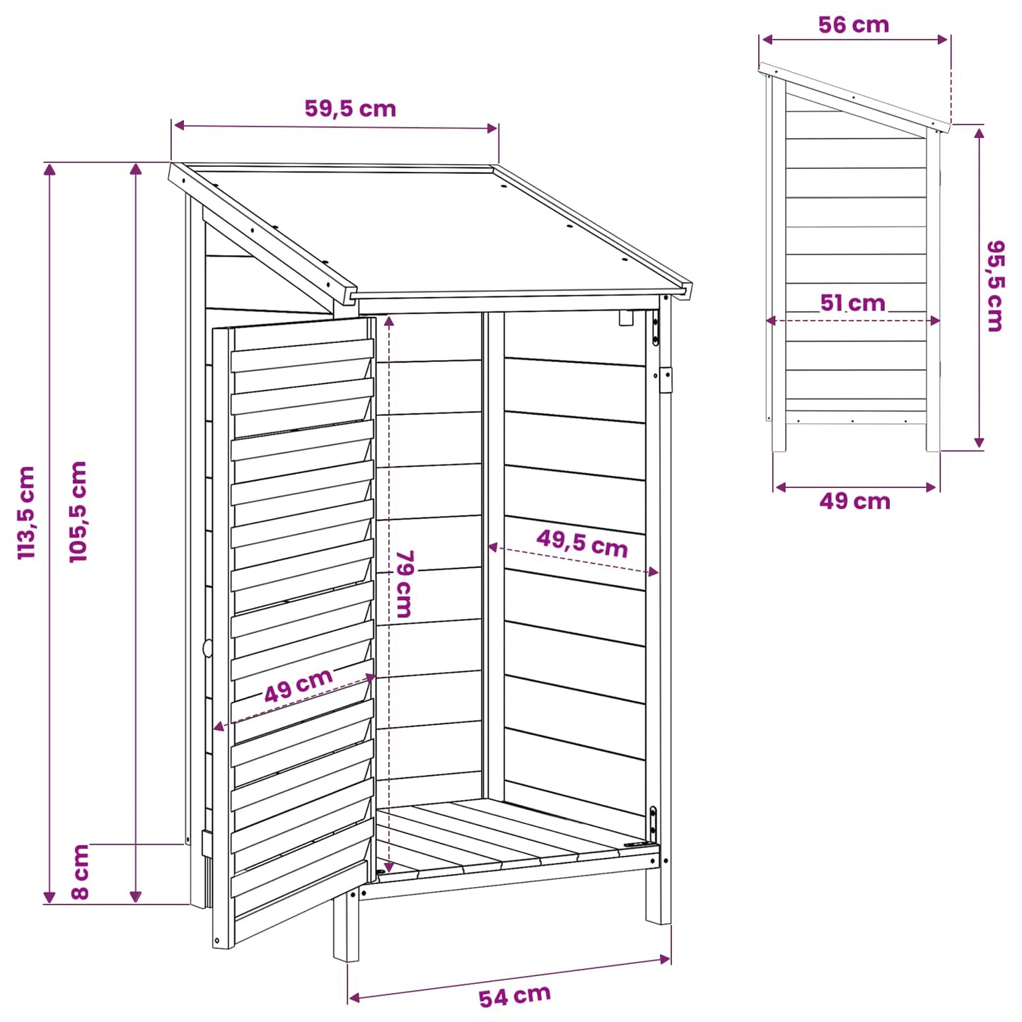 Garden Shed Natural 59 x 56 x 113.5 cm Solid Fir Wood