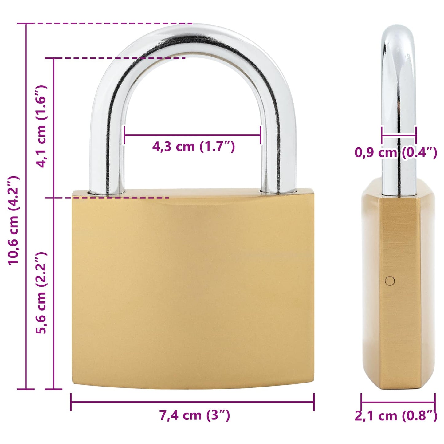 U Lock with Keys 6 pcs Brass Iron