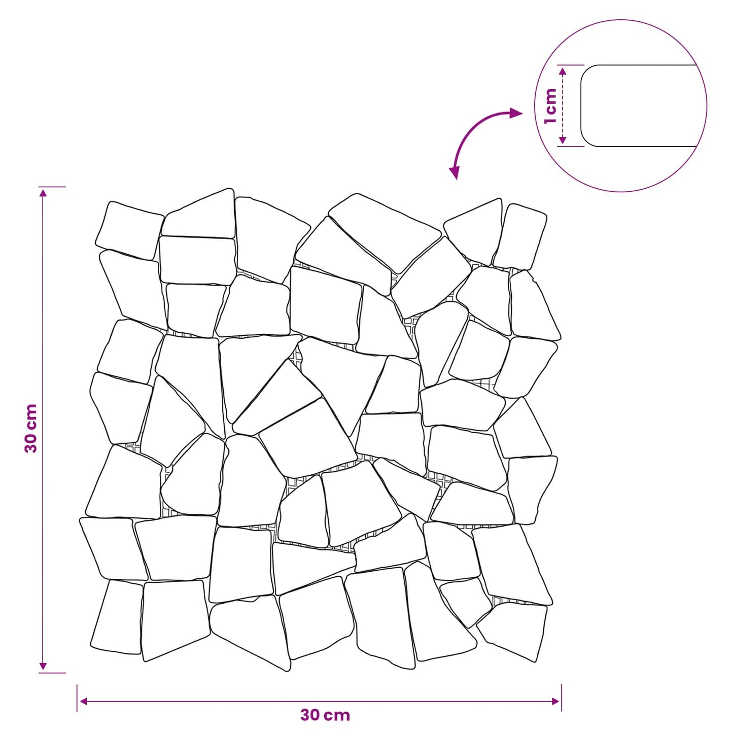 Mosaic Tiles Dark Grey 30 x 30 cm Marble