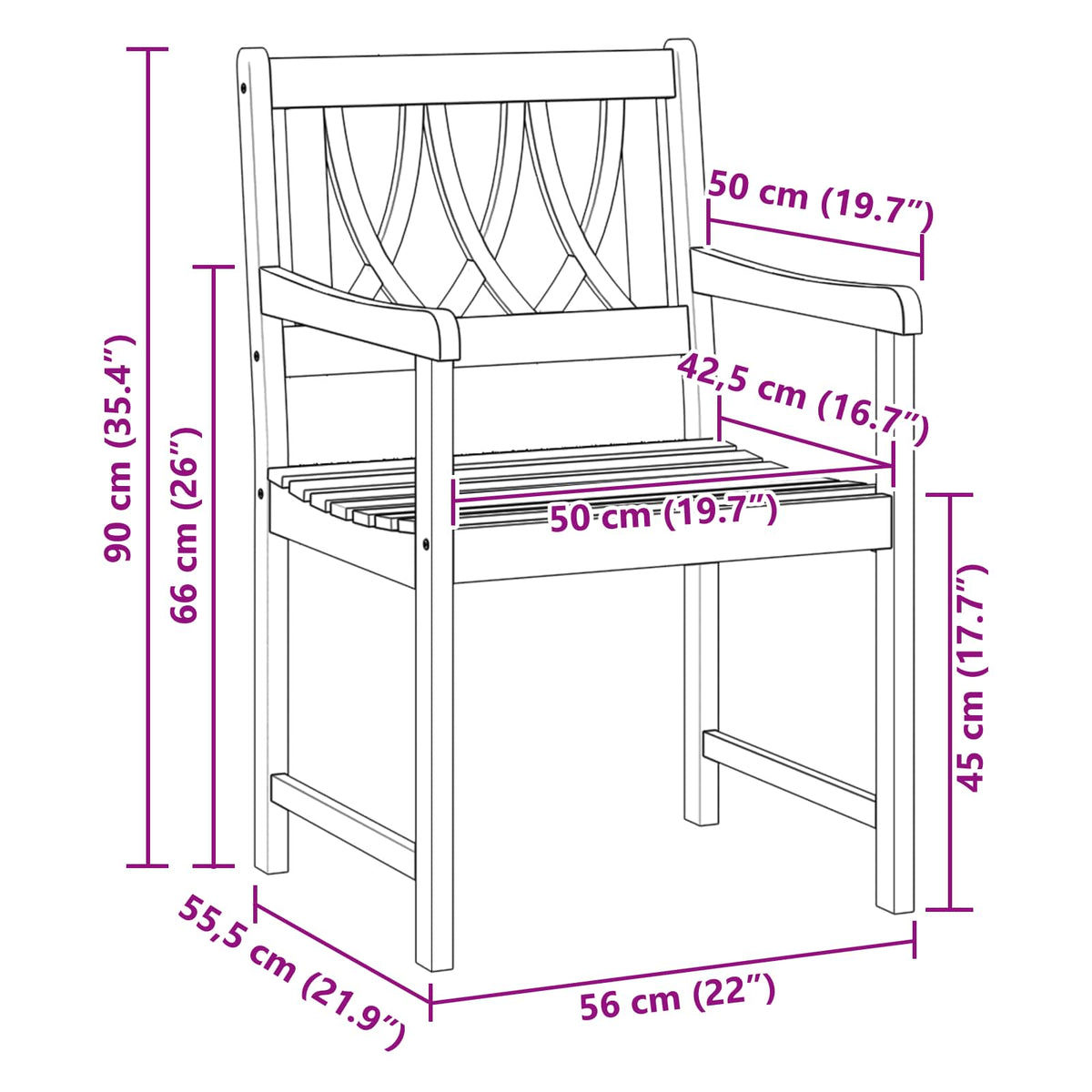 Garden Chairs 6 pcs Natural Solid Acacia Wood