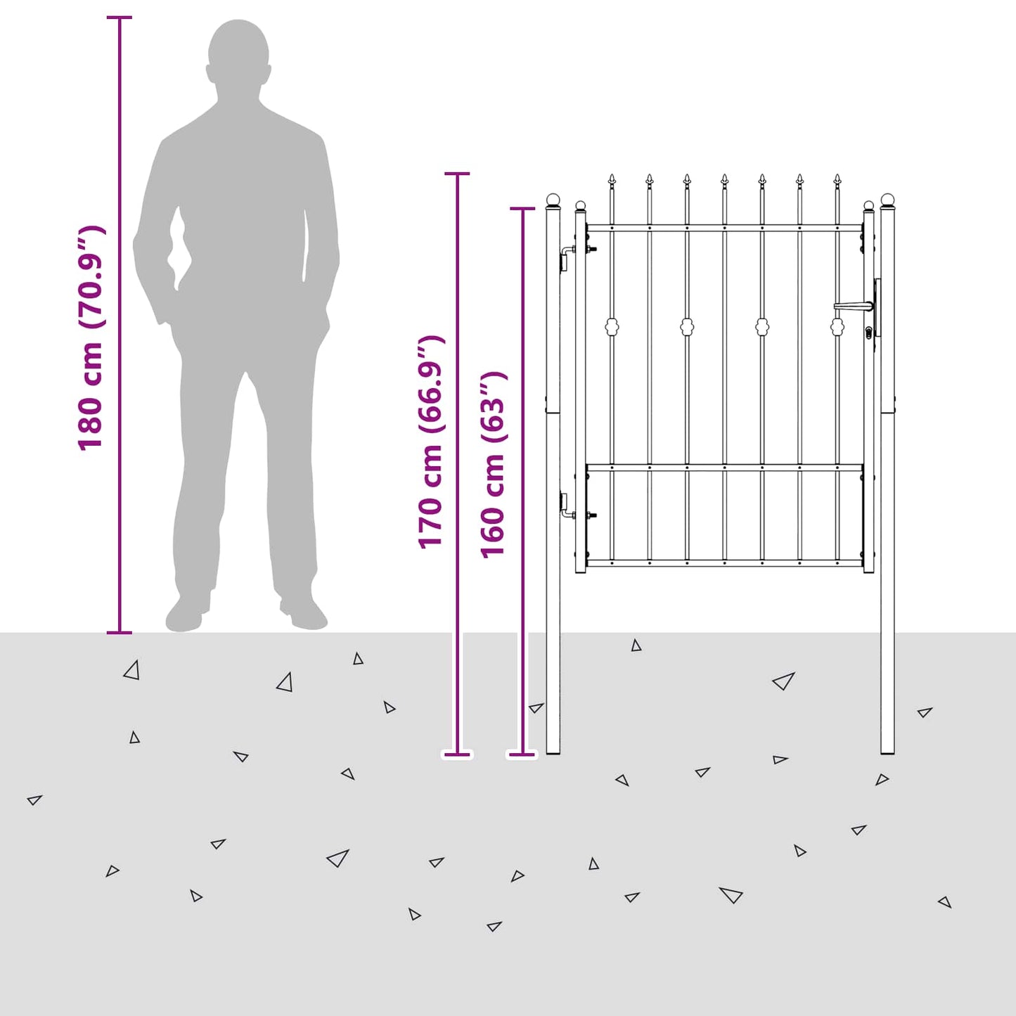 Fence Gate HORST 100 x 125 cm Metal Black Lockable