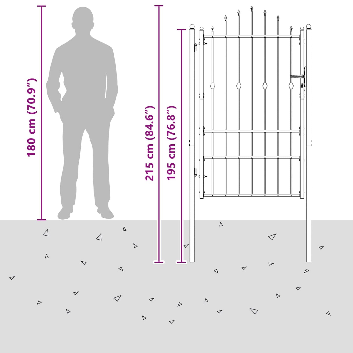 Fence Gate HORST 100 x 150 cm Metal Black Lockable