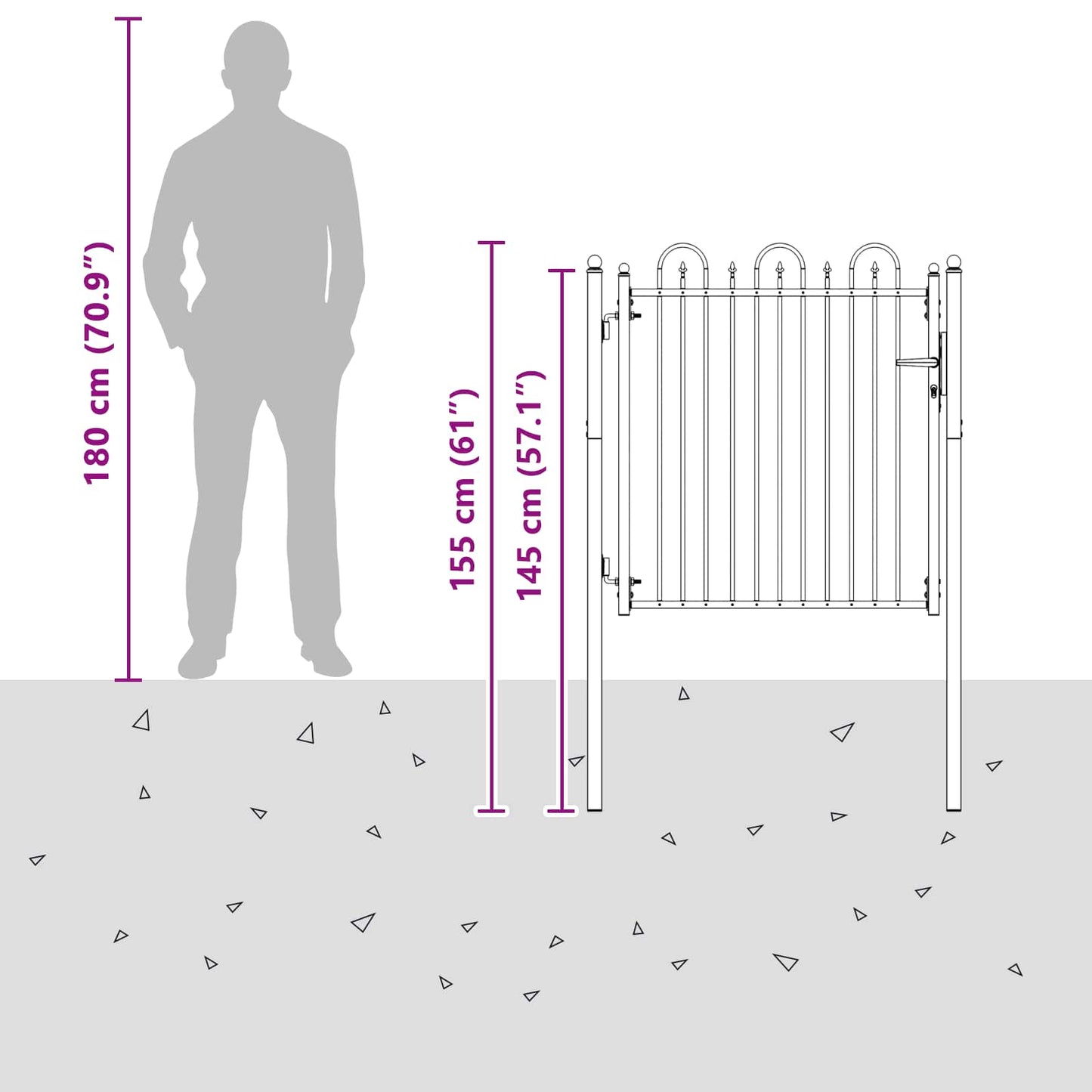Fence Gate HORST 100 x 100 cm Metal Black Lockable