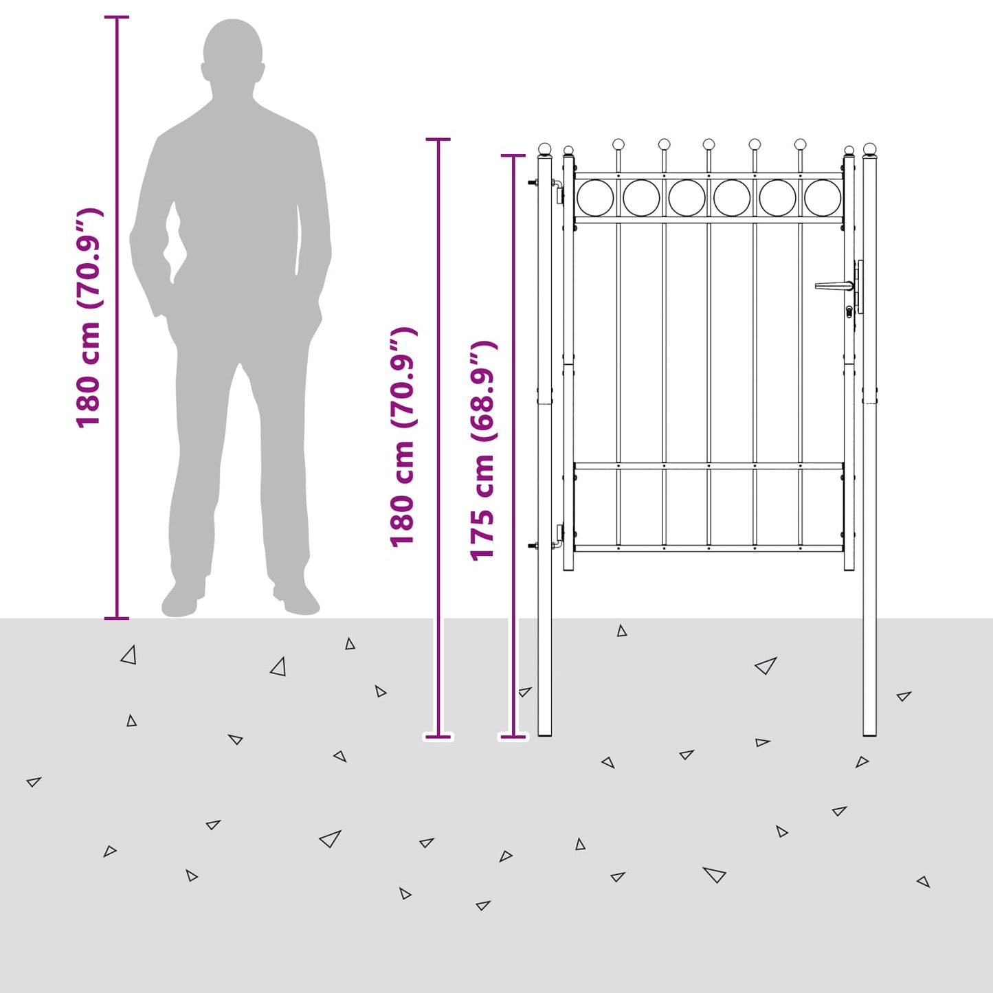 Fence Gate HORST 100 x 125 cm Metal Black Lockable