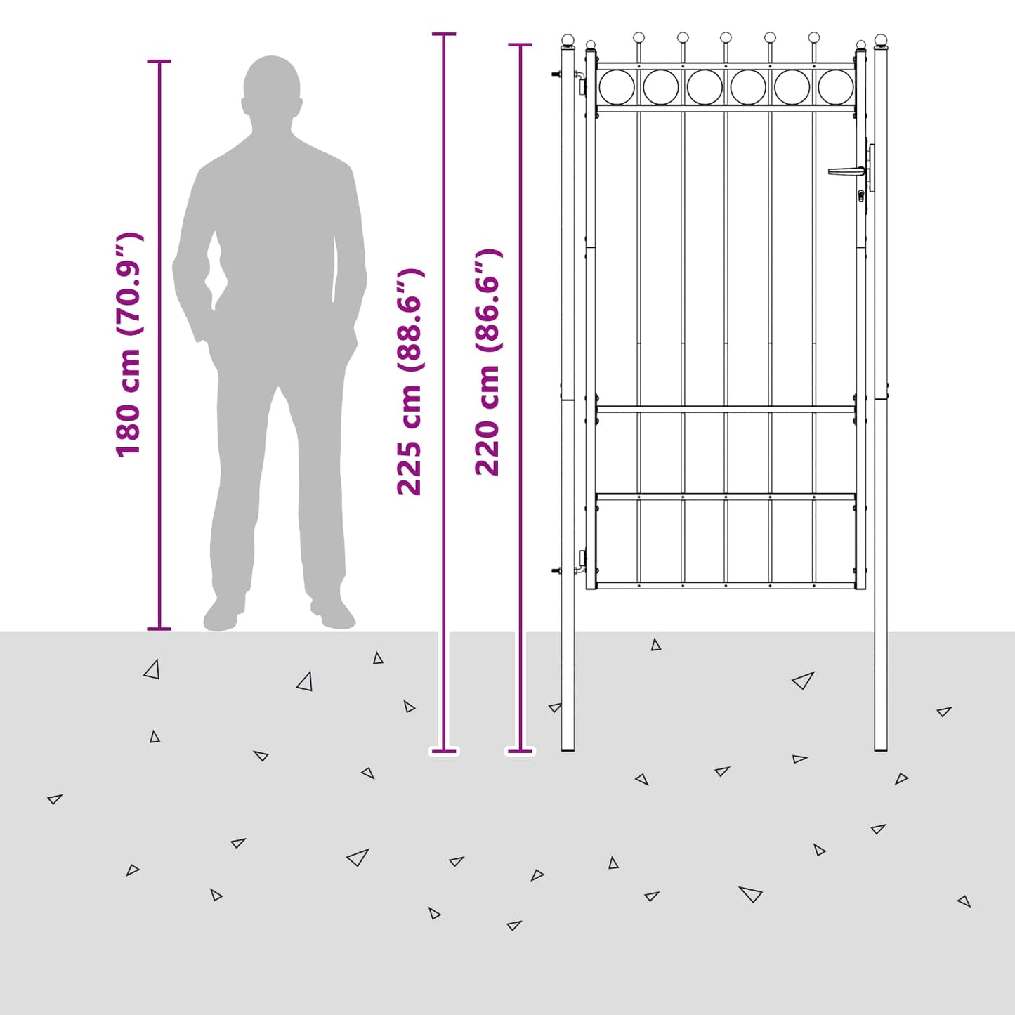 Fence Gate HORST 100 x 175 cm Metal Black Lockable