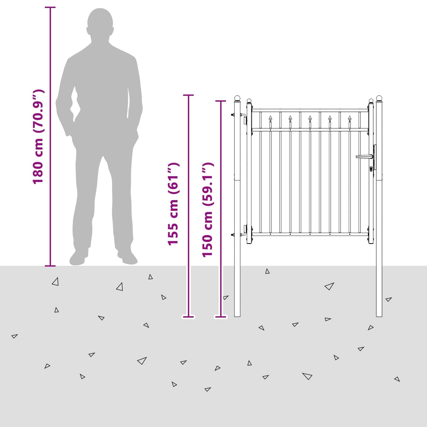 Fence Gate HORST 100 x 100 cm Metal Black Lockable