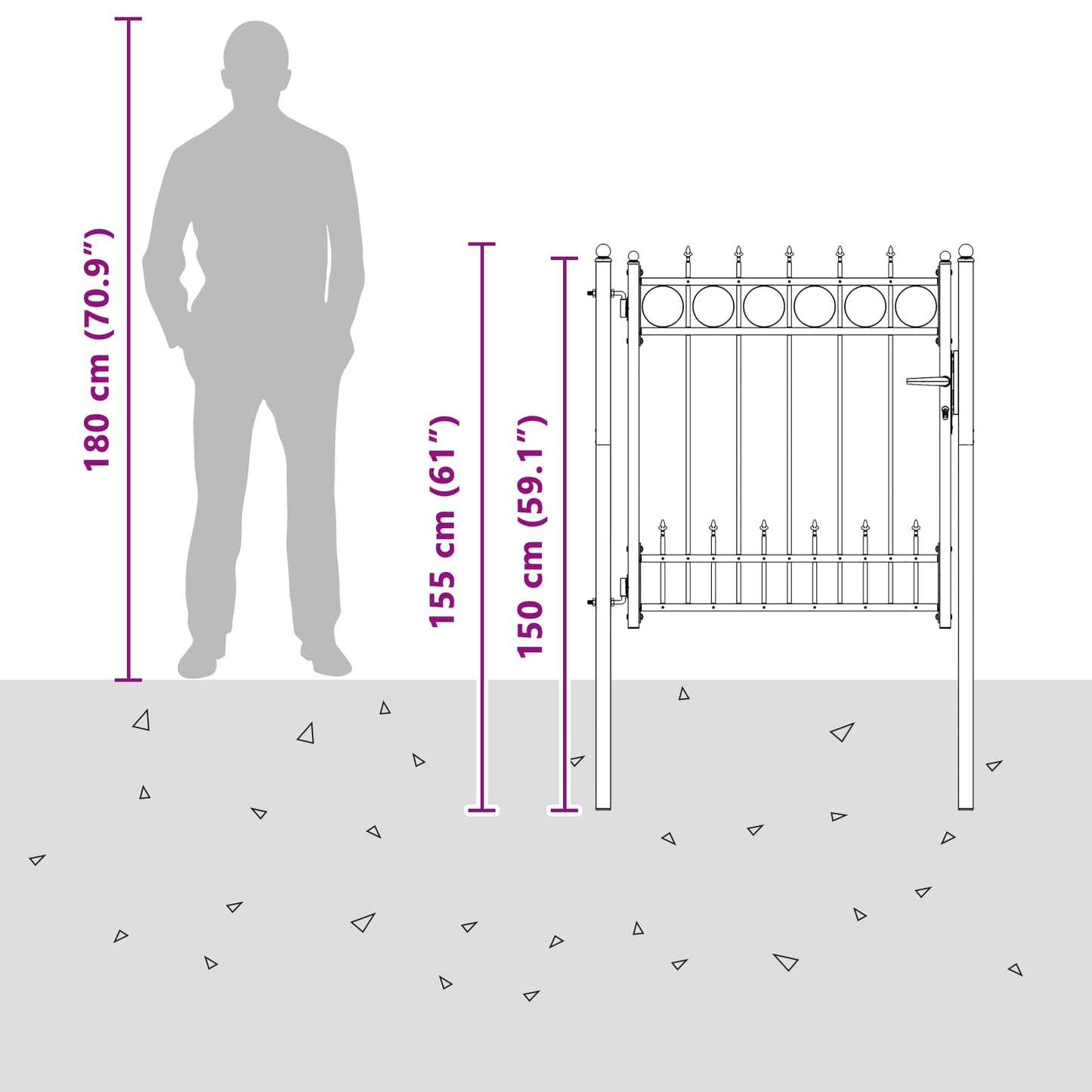 Fence Gate HORST Steel Black Lockable