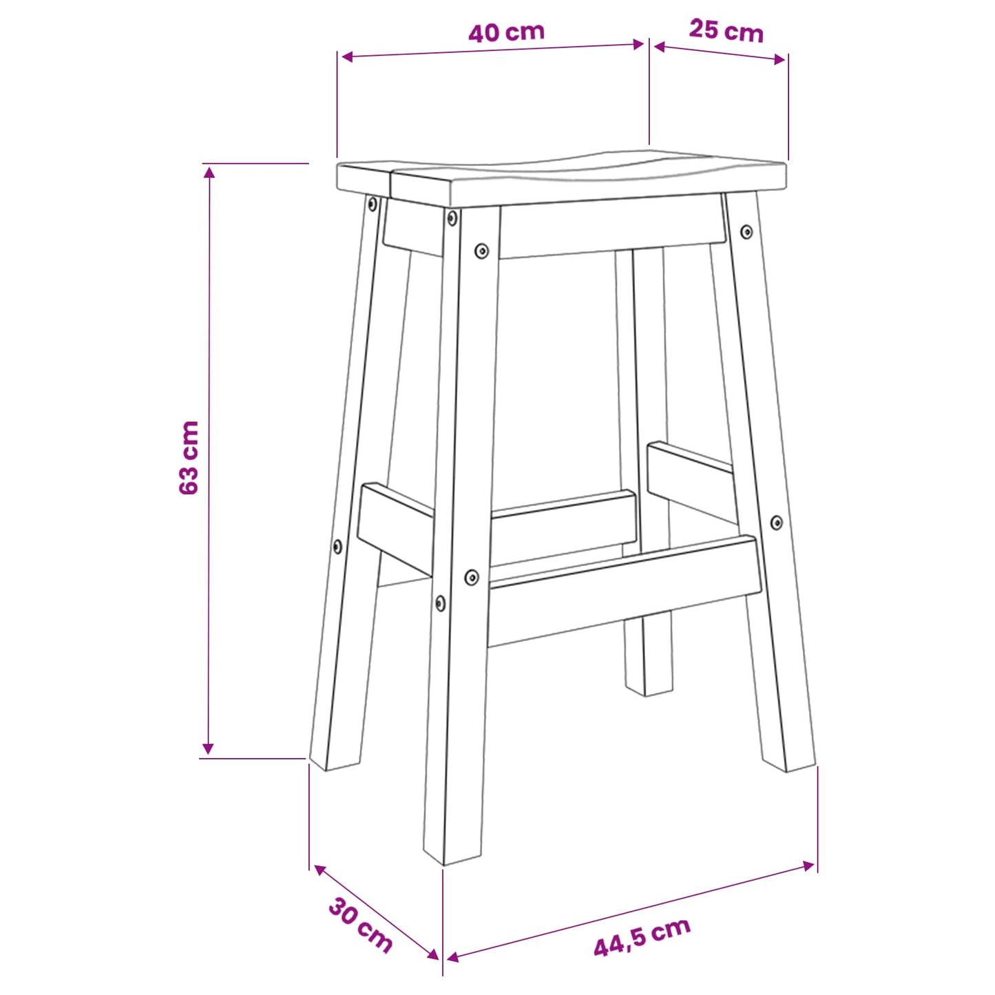 Bar Stool 2 pcs Honey Wax 44 x 30 x 63 cm Solid-Pine