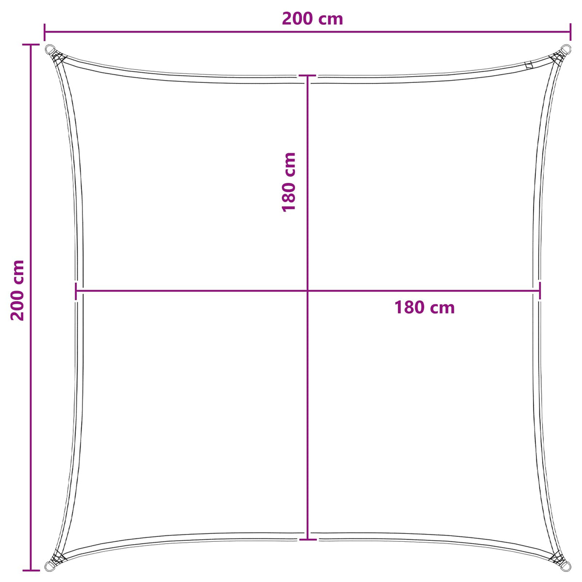 Sunshade Sail Square 2 x 2 m HDPE Anthracite and White