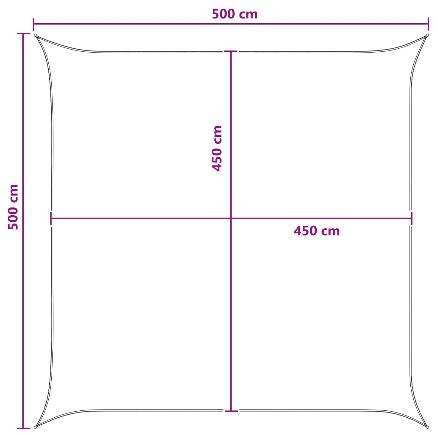 Sunshade Sail Yellow and White 5 x 5 m HDPE
