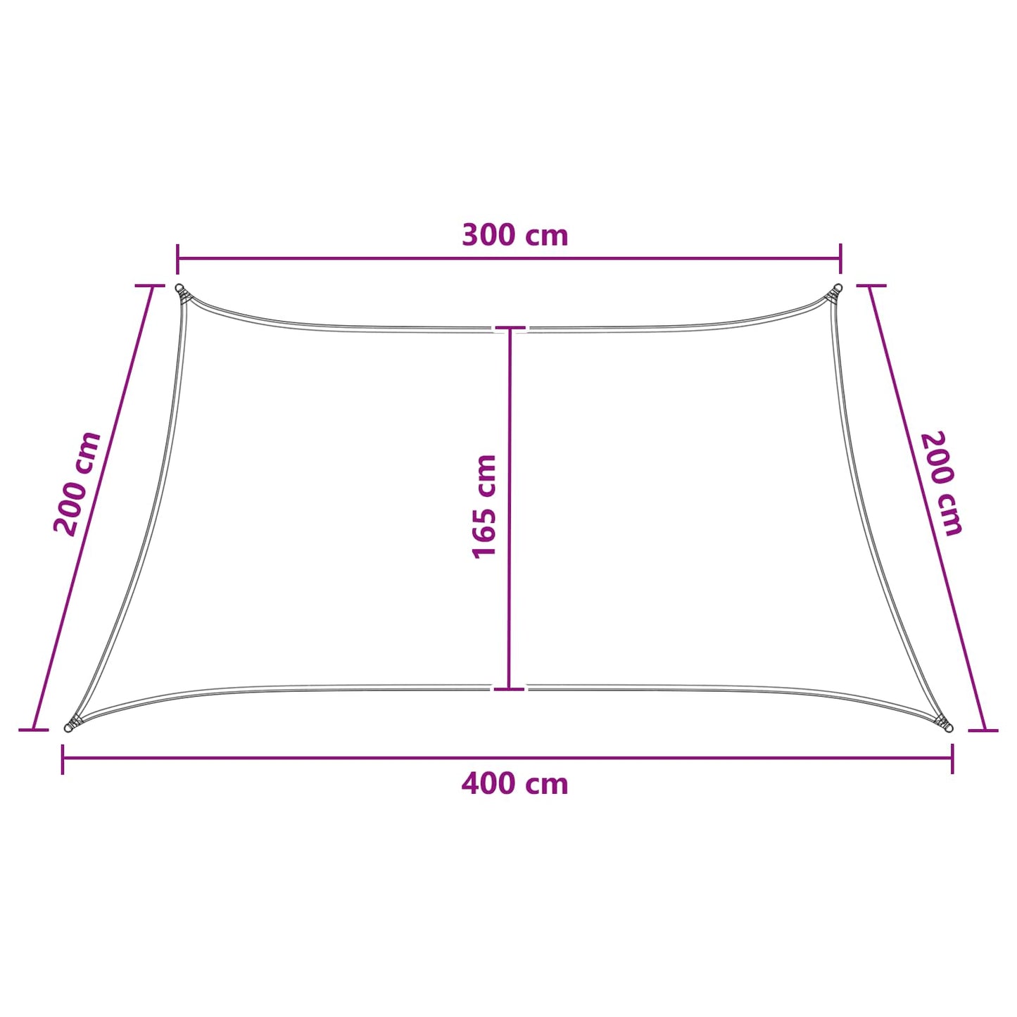 Sunshade Sail Yellow and White 3 / 4 x 2 m HDPE