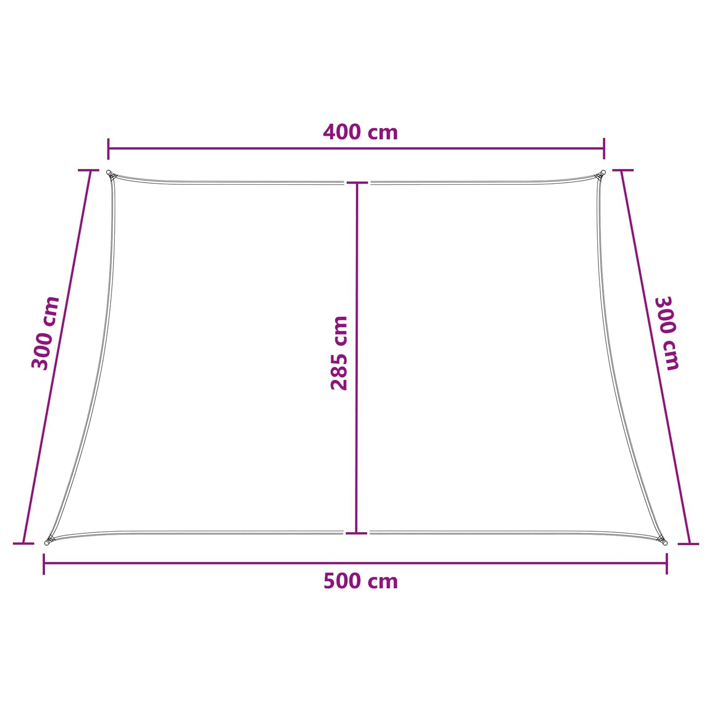 Sunshade Sail Yellow and White 4 / 5 x 3 m HDPE