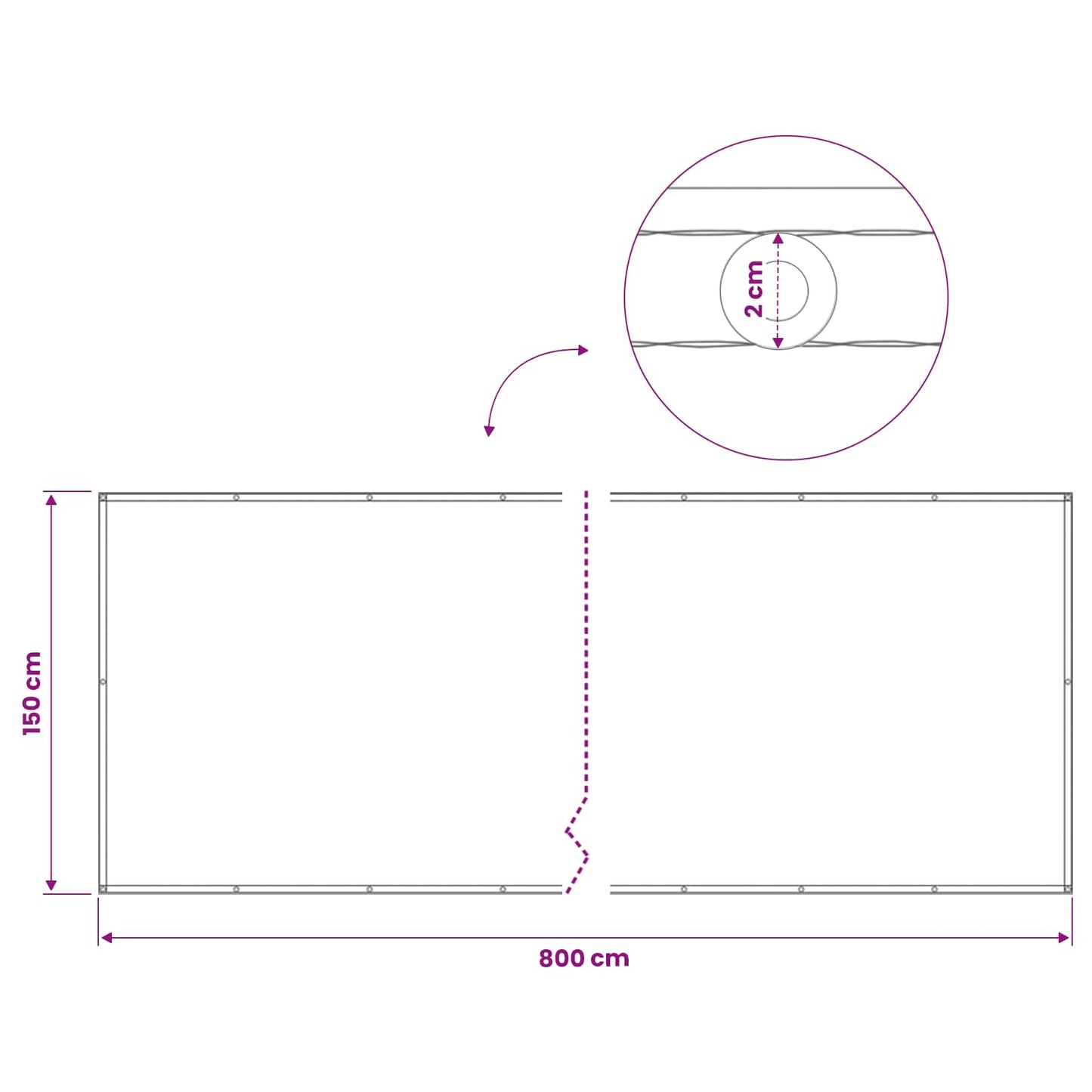 Balcony Privacy Screen 150 x 800 cm Fabric with PU Coated
