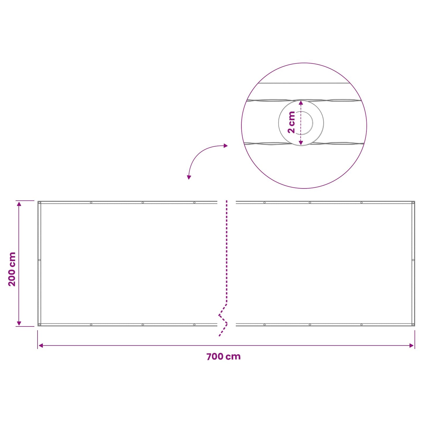 Balcony Privacy Screen 200 x 700 cm Fabric with PU Coated