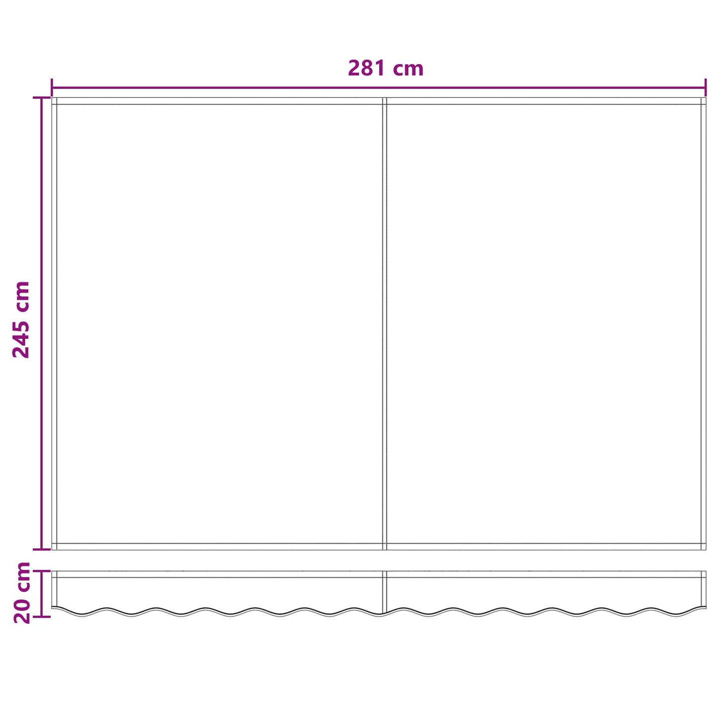 Manual Awning Frame with LEDs Sand 3 x 2.5 m