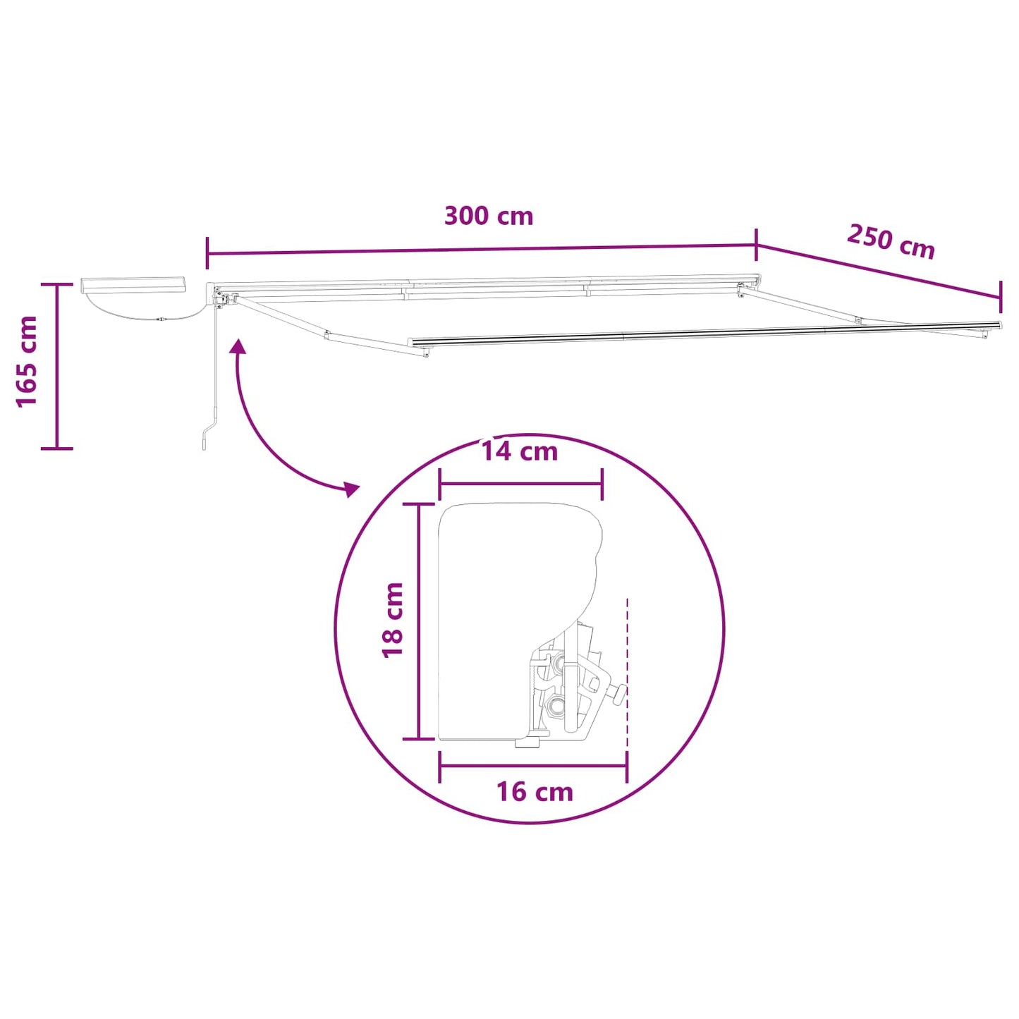 Electric Retractable Awning Sand 3 x 2.5 m