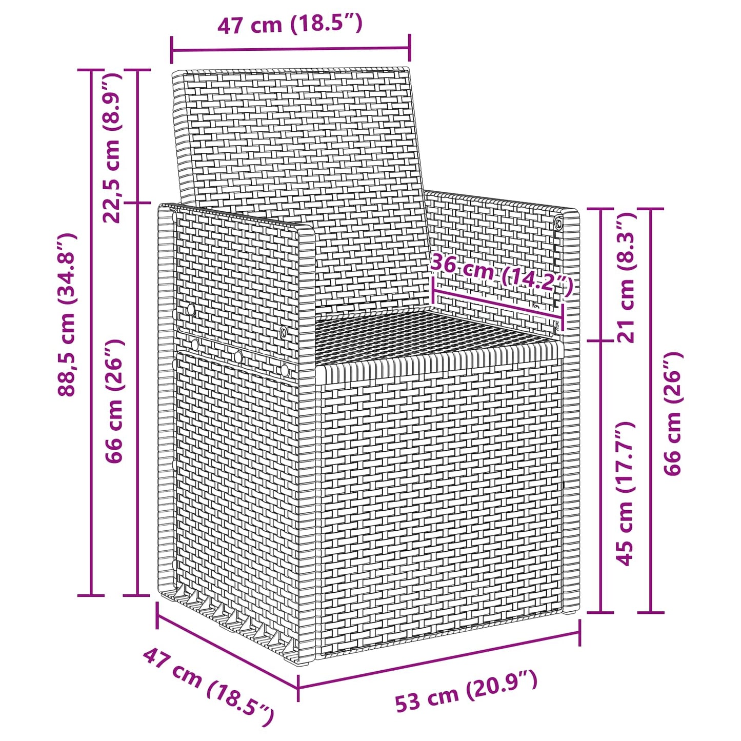 Garden Dining Chairs 2 pcs Anthracite 53 x 47 x 88.5 cm PP