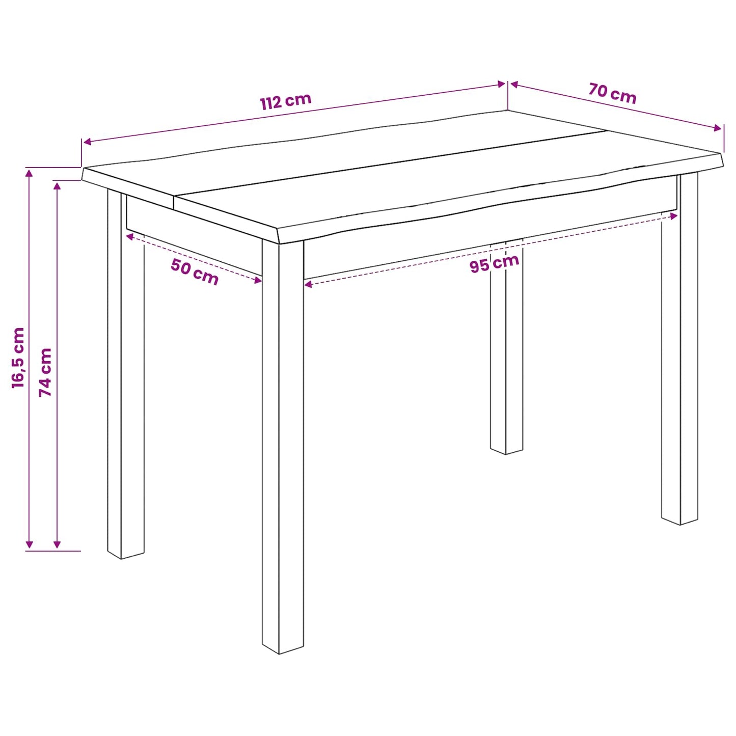 Dining Table EKAI White 112 x 70 x 76.5 cm Solid Pine Wood