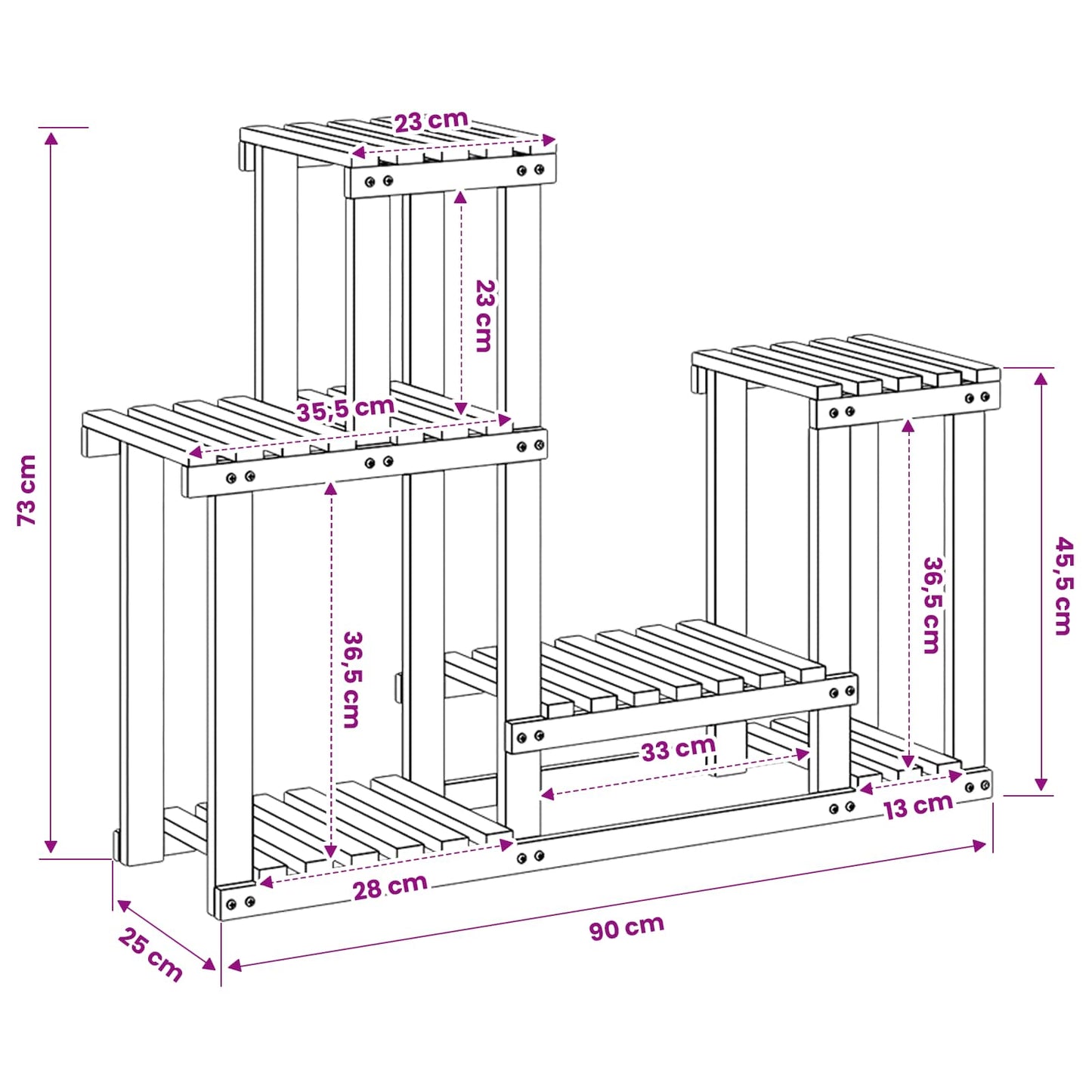Plant Stand Natural 90 x 25 x 73 cm Solid Acacia Wood