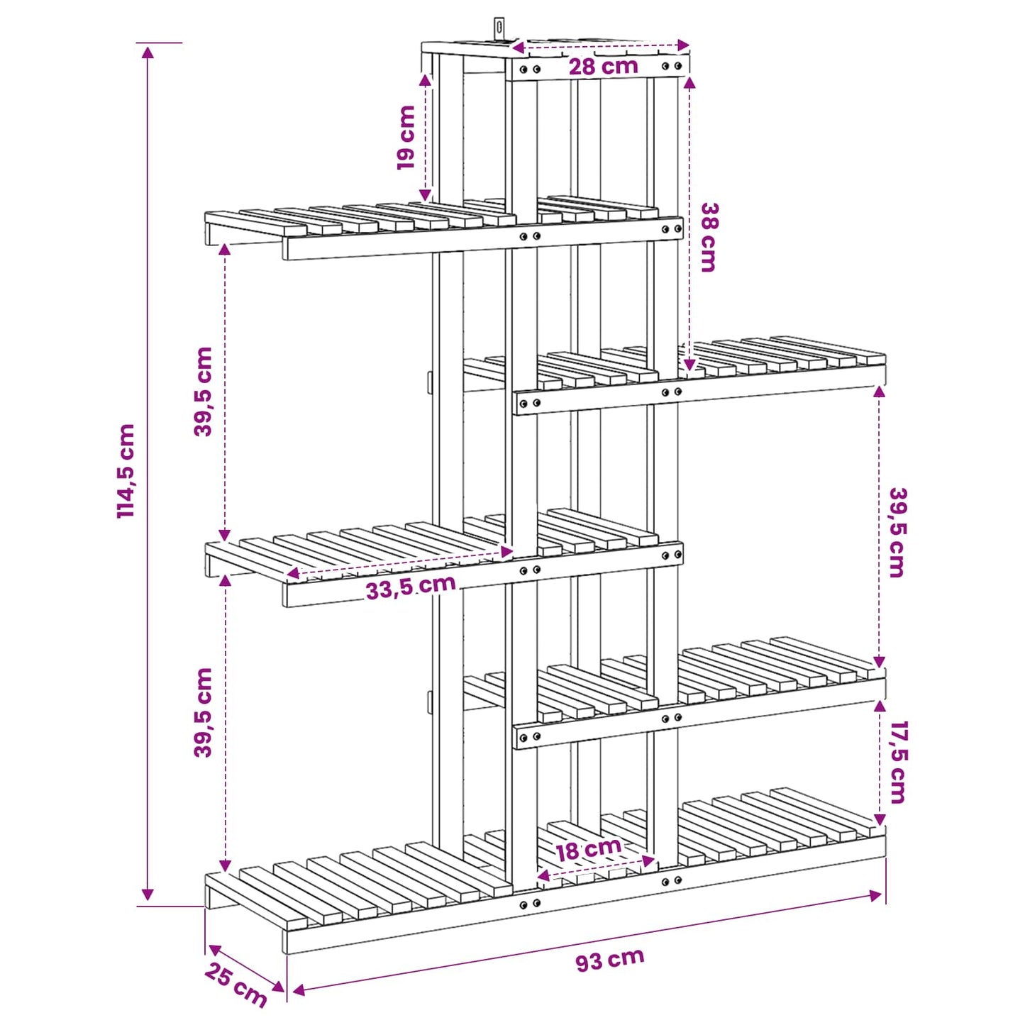 Plant Stand Natural 93 x 25 x 114.5 cm Solid Acacia Wood