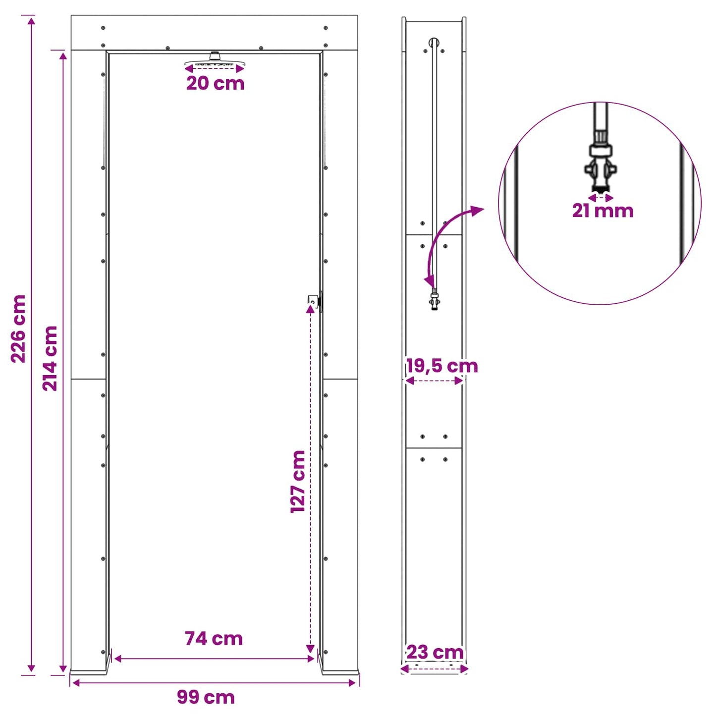 Outdoor Shower 226 cm Solid Acacia Wood and Stainless Steel
