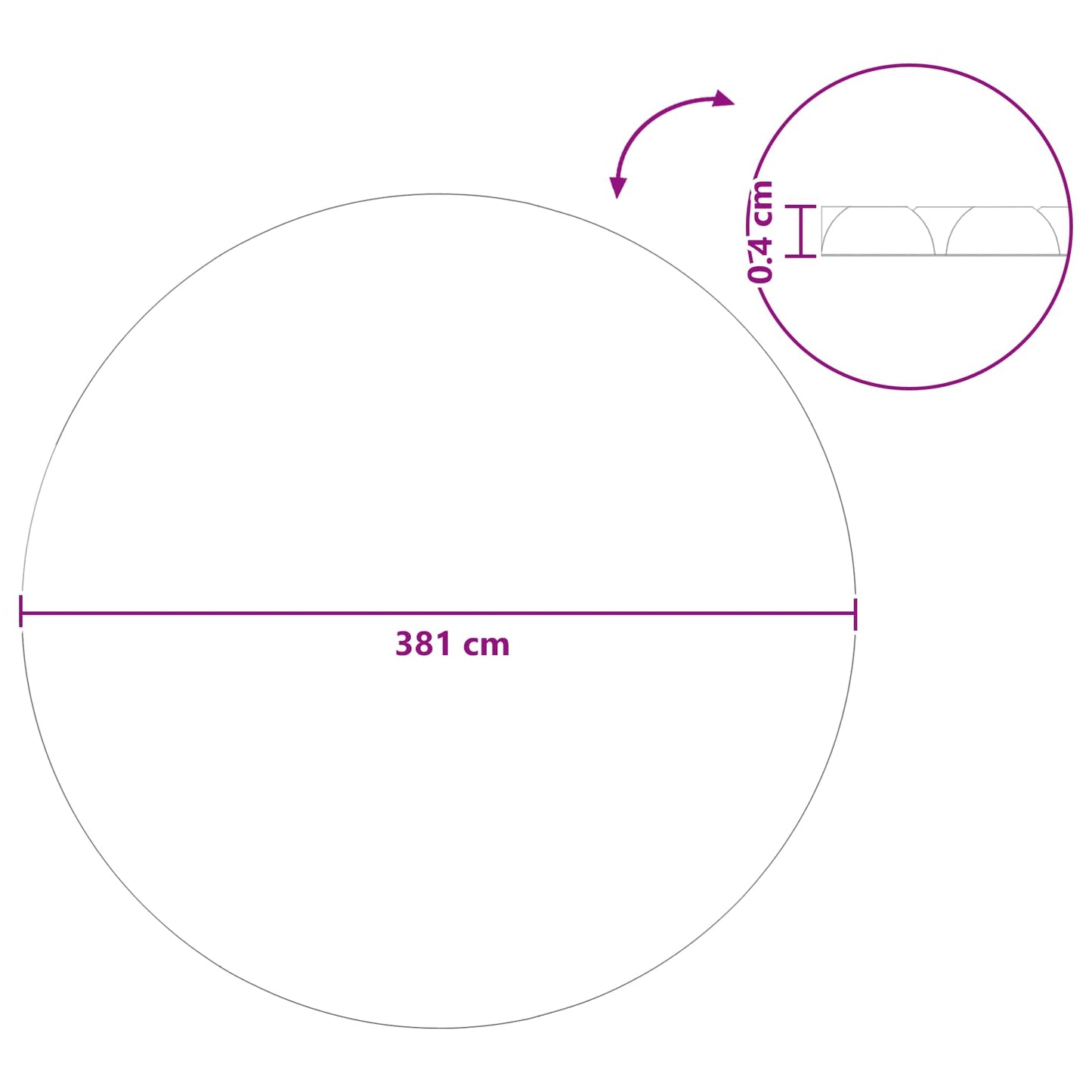 Solar Pool Cover Extra Heavy Ø 381 cm 400 μm Round PE Black