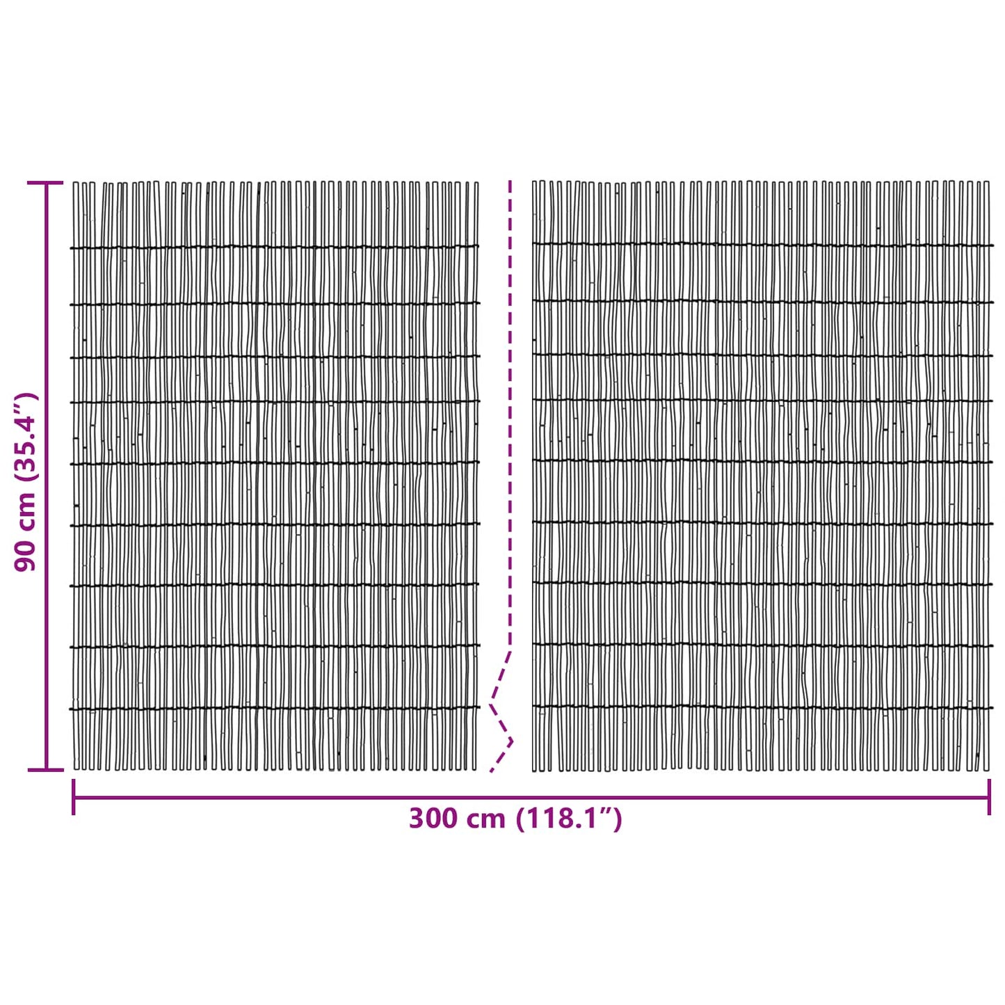 Garden Fence Carbonized 300 x 90 cm Reed