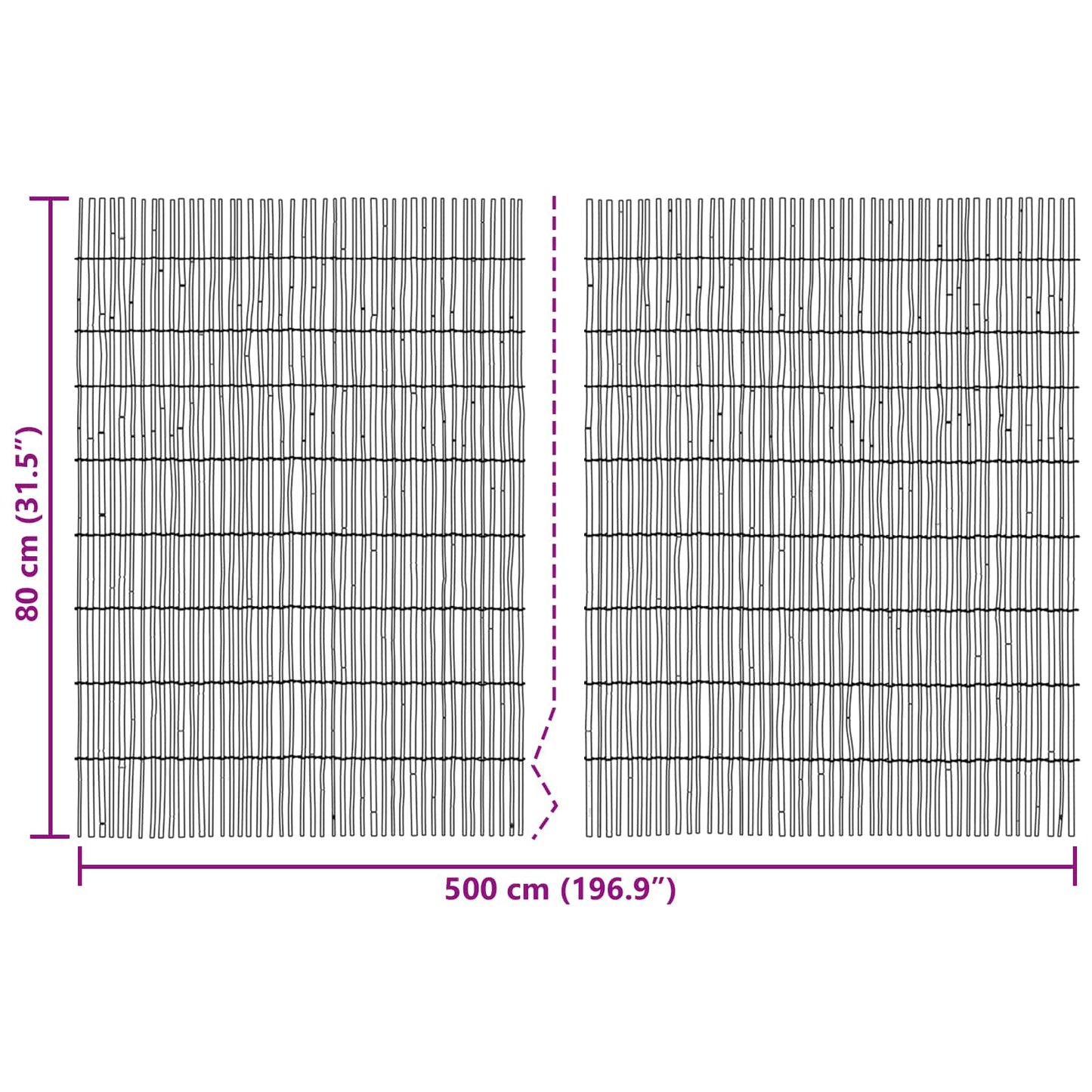 Garden Fence Carbonized 500 x 80 cm Reed