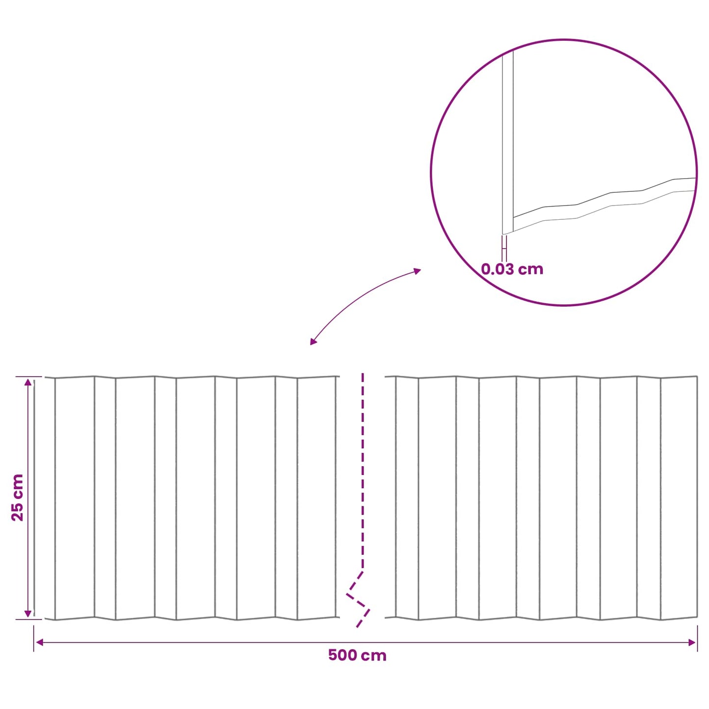 Lawn Edging 5 m x 25 cm Galvanised Steel Silver
