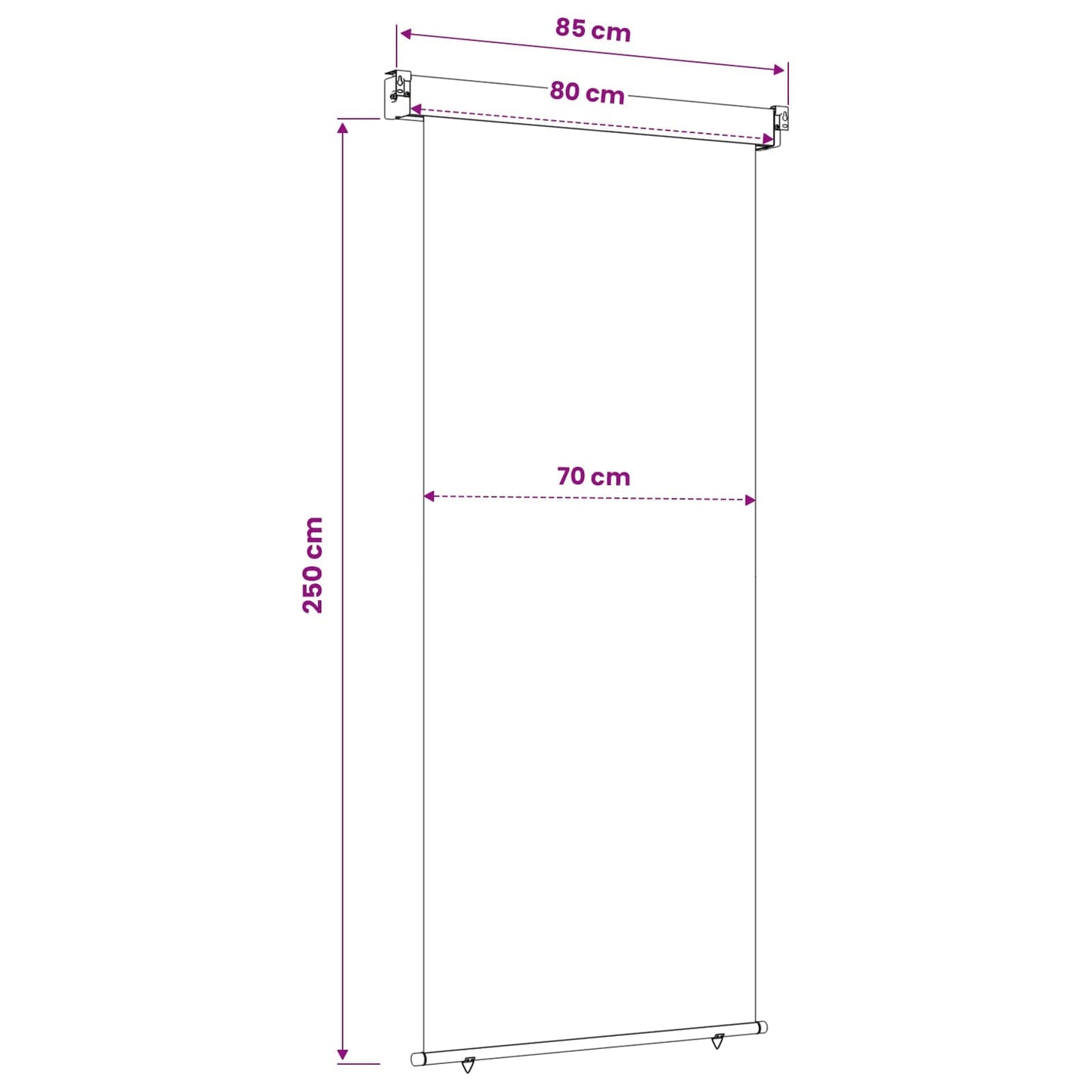 Balcony Side Awning 80 x 250 cm 100% polyester iron steel