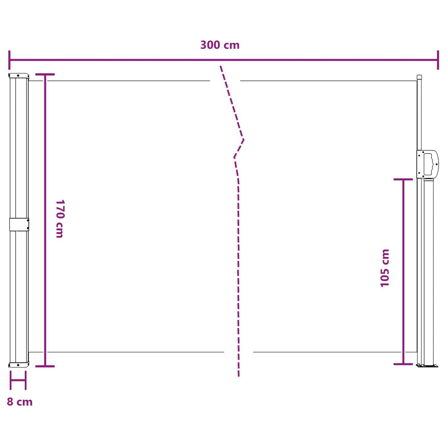 Retractable Side Awning Sand 300 x 170 cm Polyester