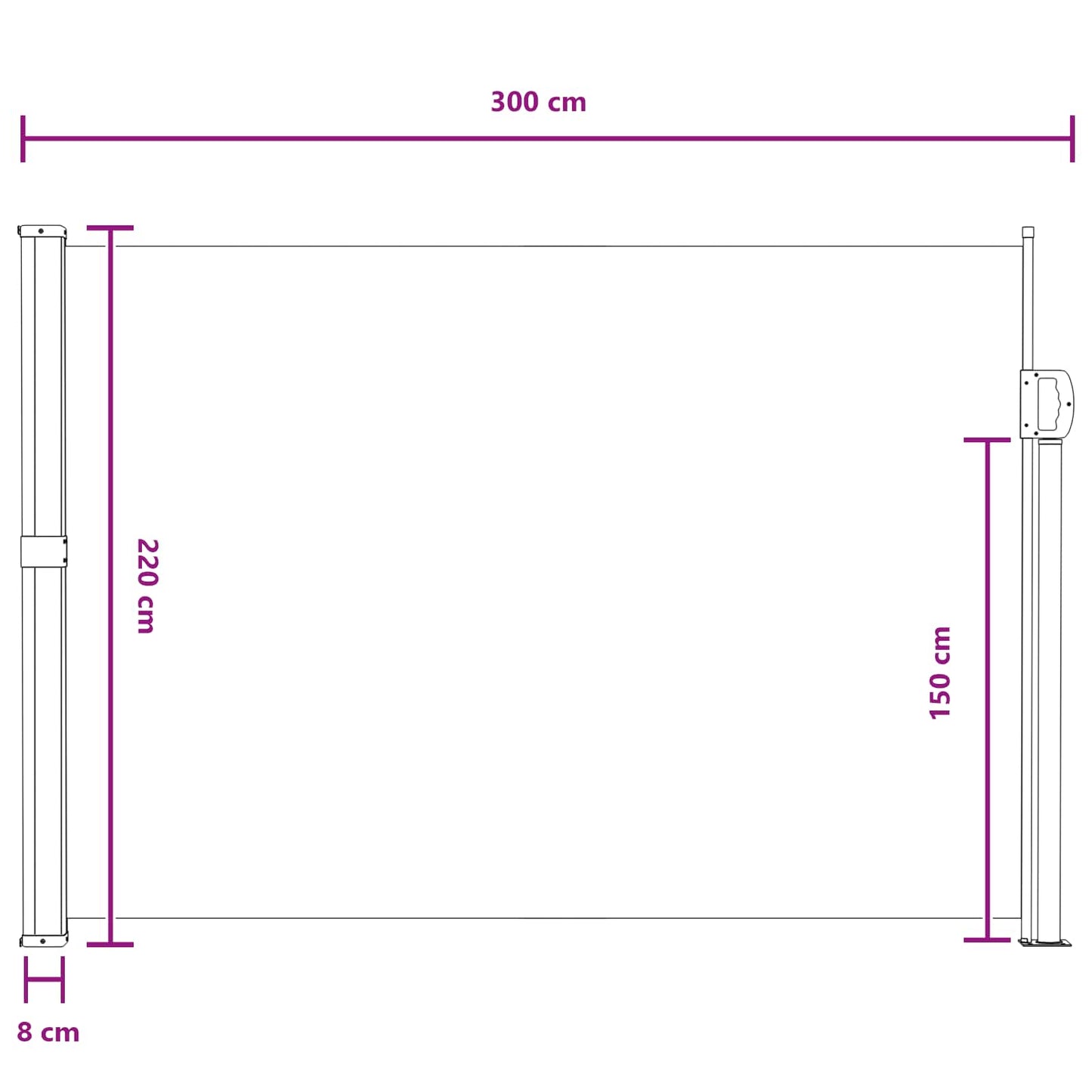 Retractable Side Awning Sand 300 x 220 cm Polyester