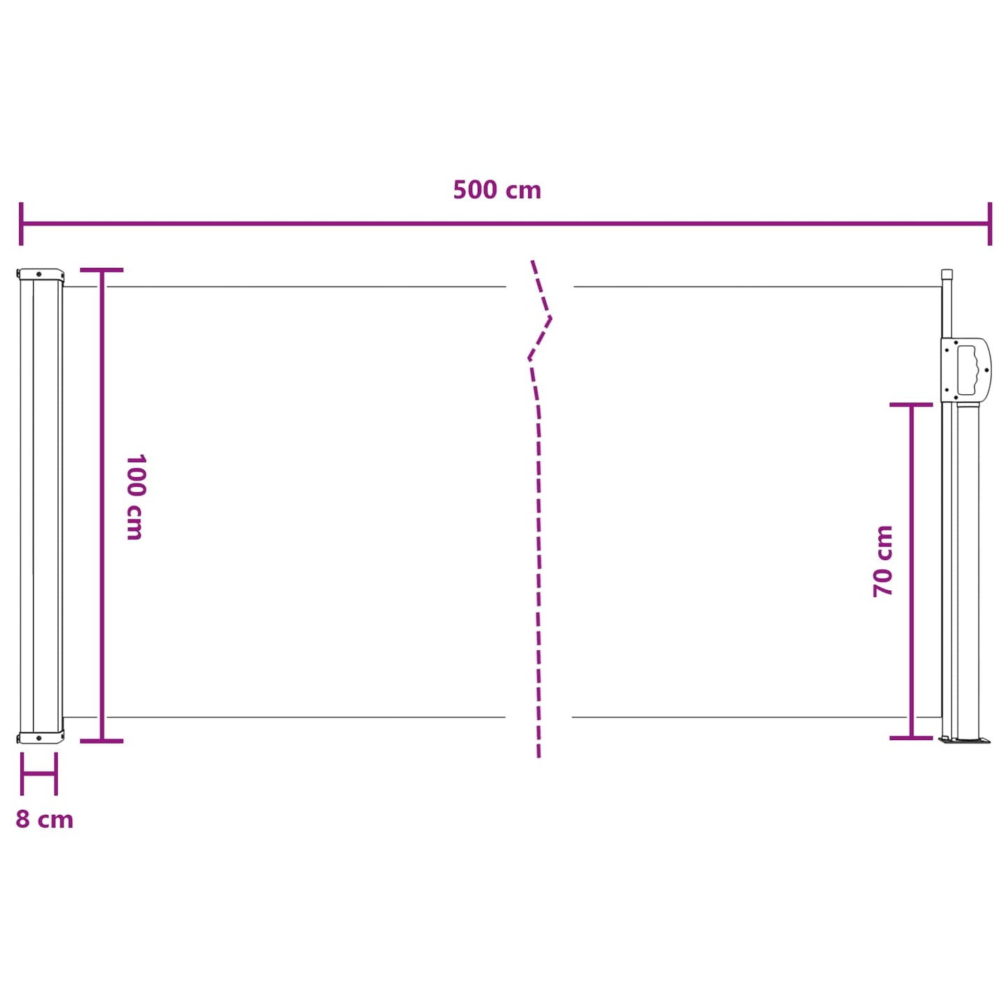 Retractable Side Awning Sand 500 x 100 cm Polyester