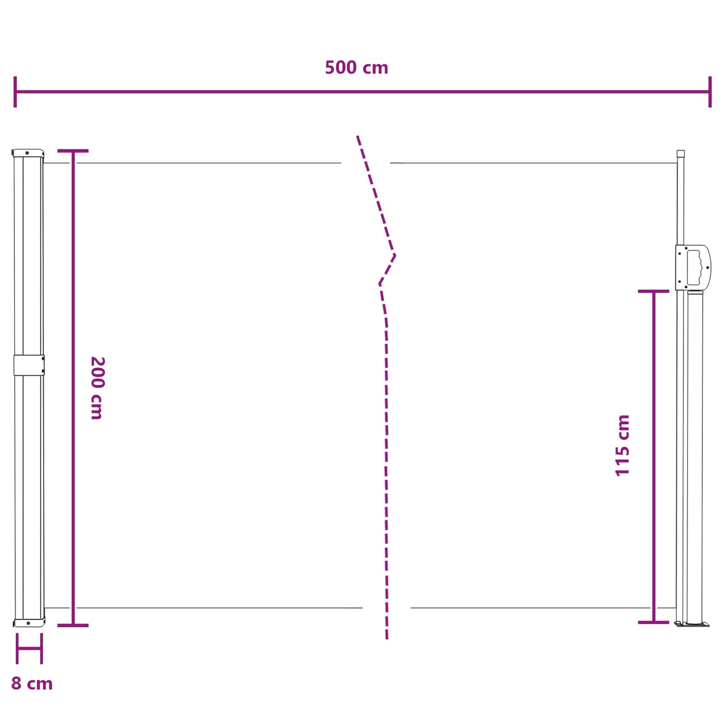 Retractable Side Awning Sand 500 x 200 cm Polyester