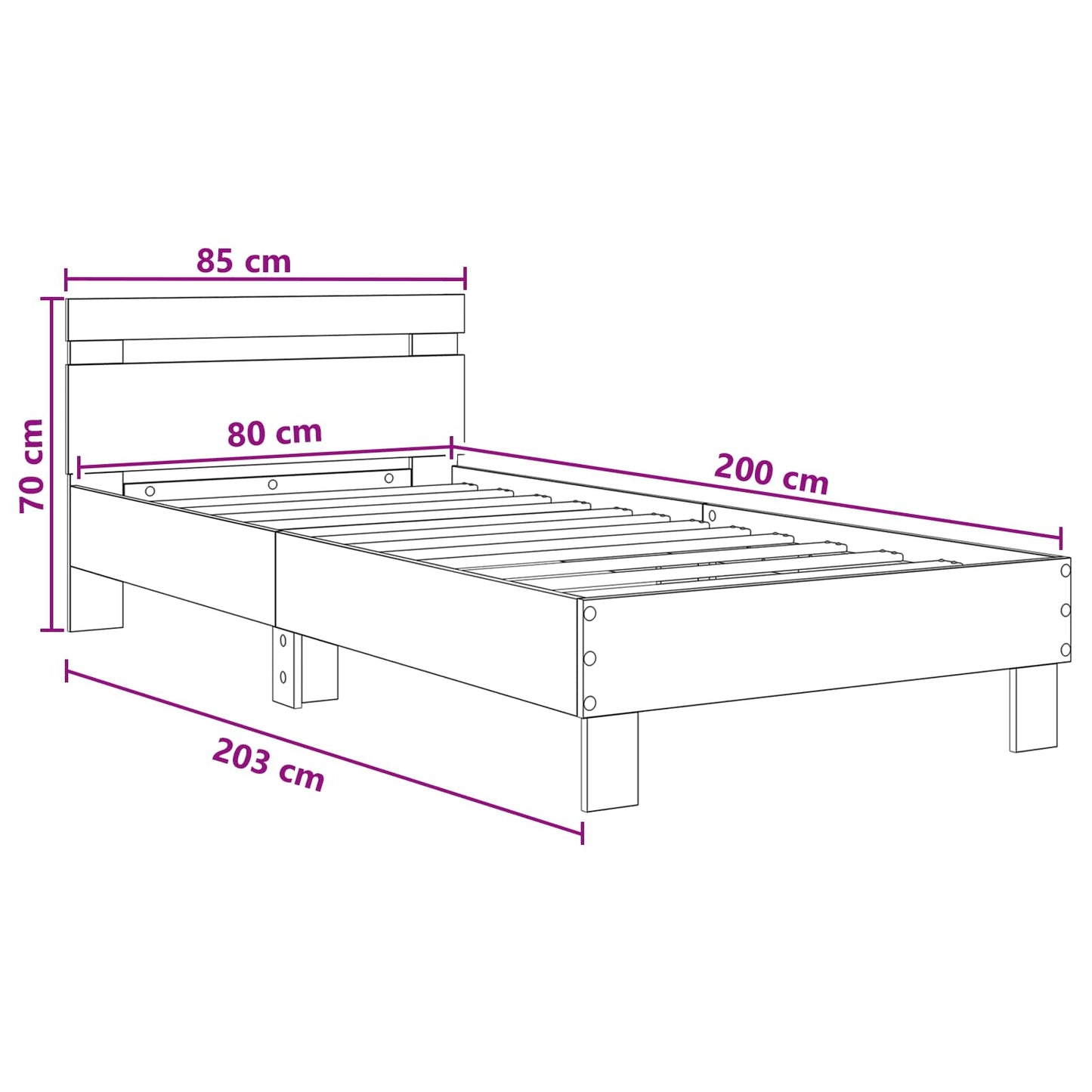 Bed Frame with Headboard Artisan Oak 80 x 200 cm