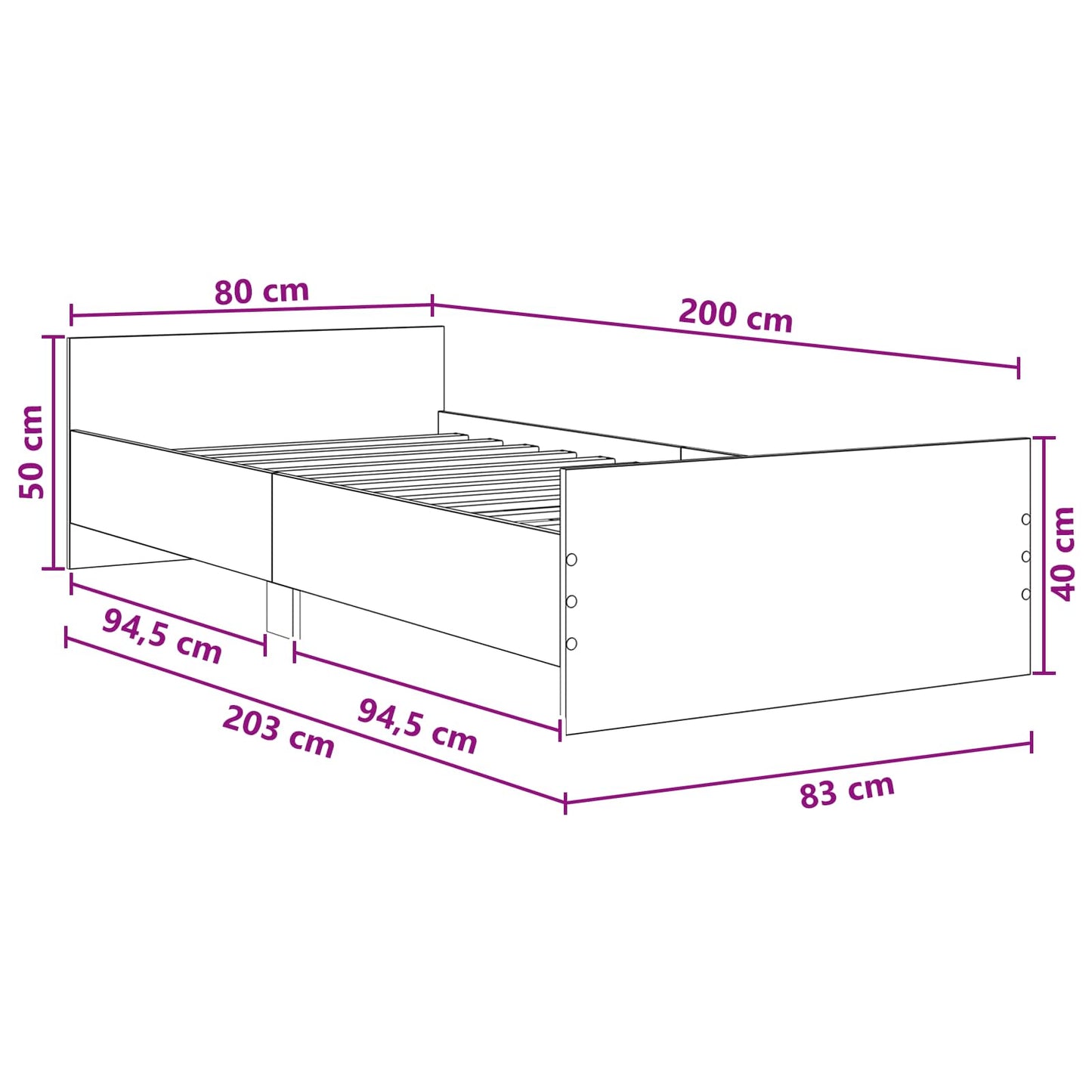 Bed Frame with Headboard Smoked Oak 80 x 200 cm Engineered Wood