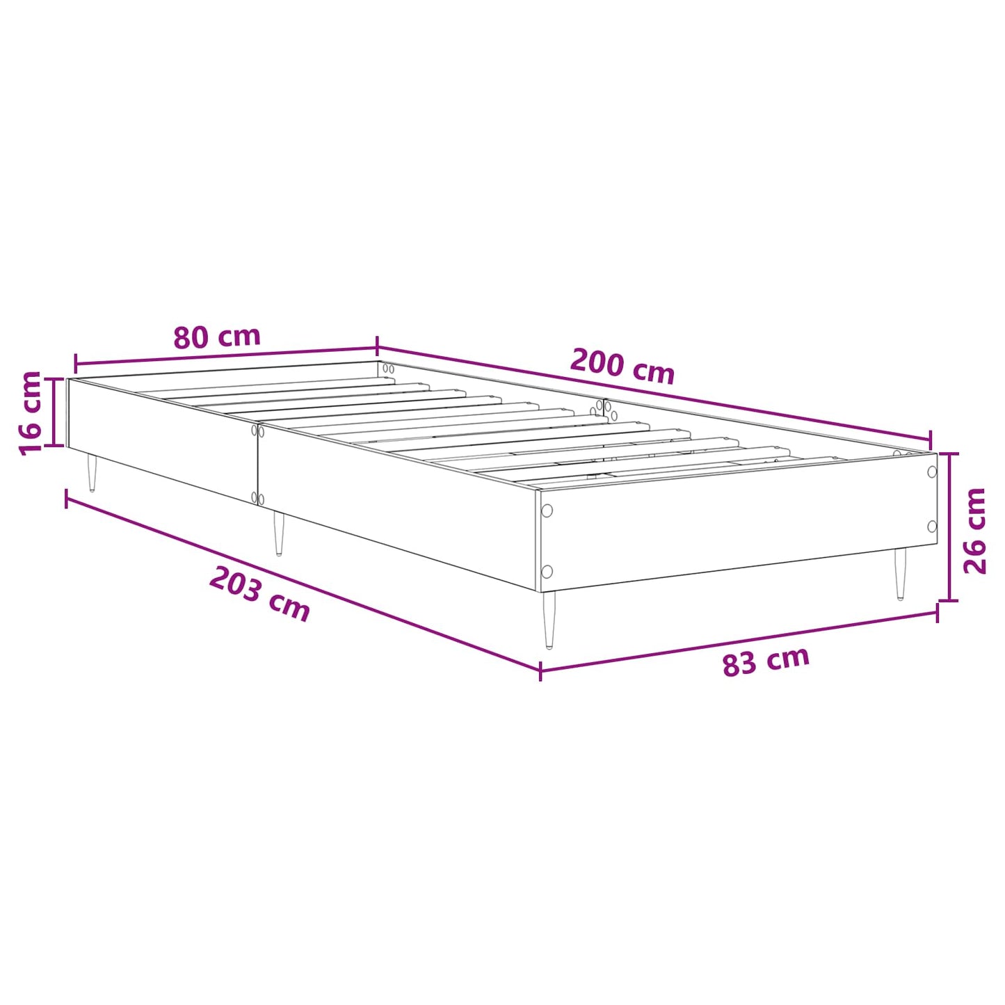 Bed Frame White 80 x 200 cm Engineered Wood